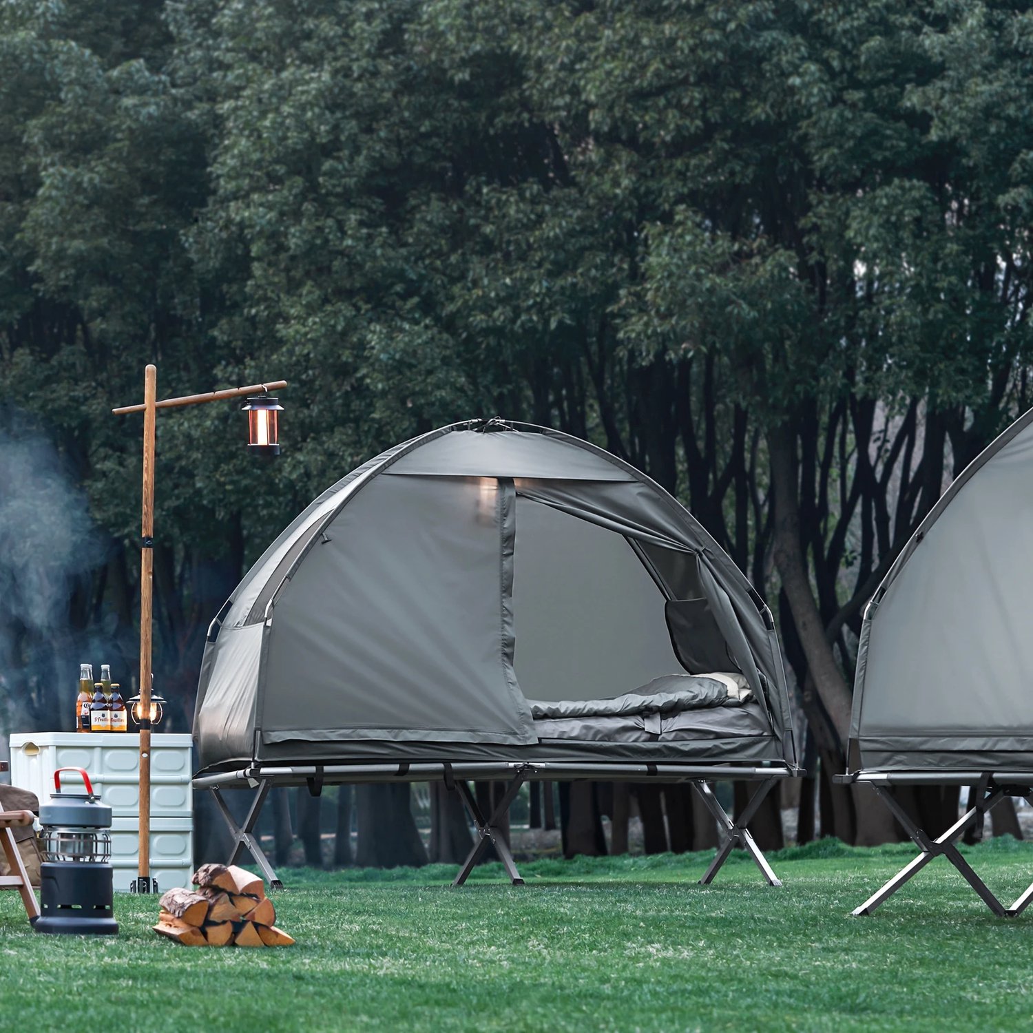 Buitentent voor Strand en Park 1-Persoons Iglo Inclusief Luchtpomp en Draagtas Grijs