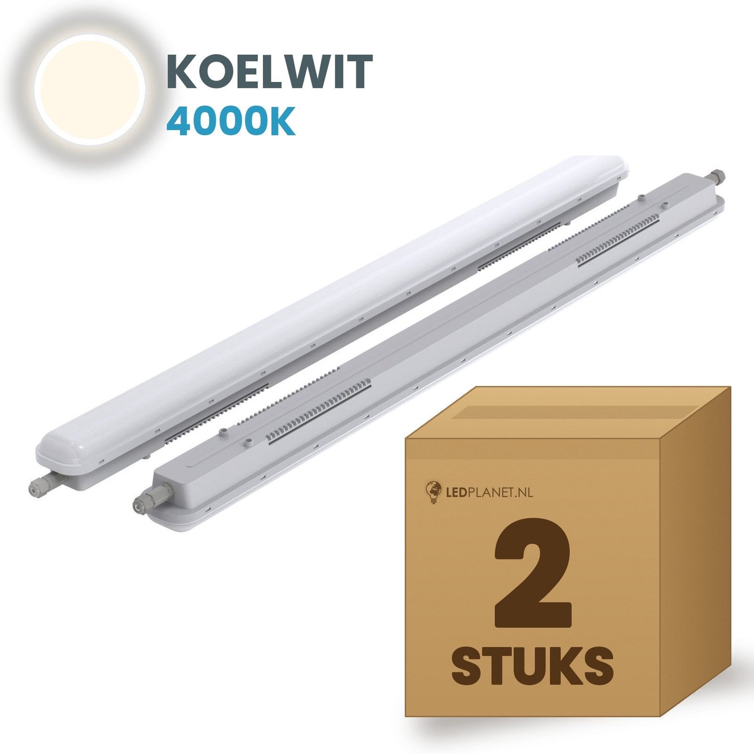 Tsong TL armatuur Tri Proof 1500mm 2 stuks - 50W 7750lm - Koelwit 4000K - Koppelbaar - IP65 - 230V