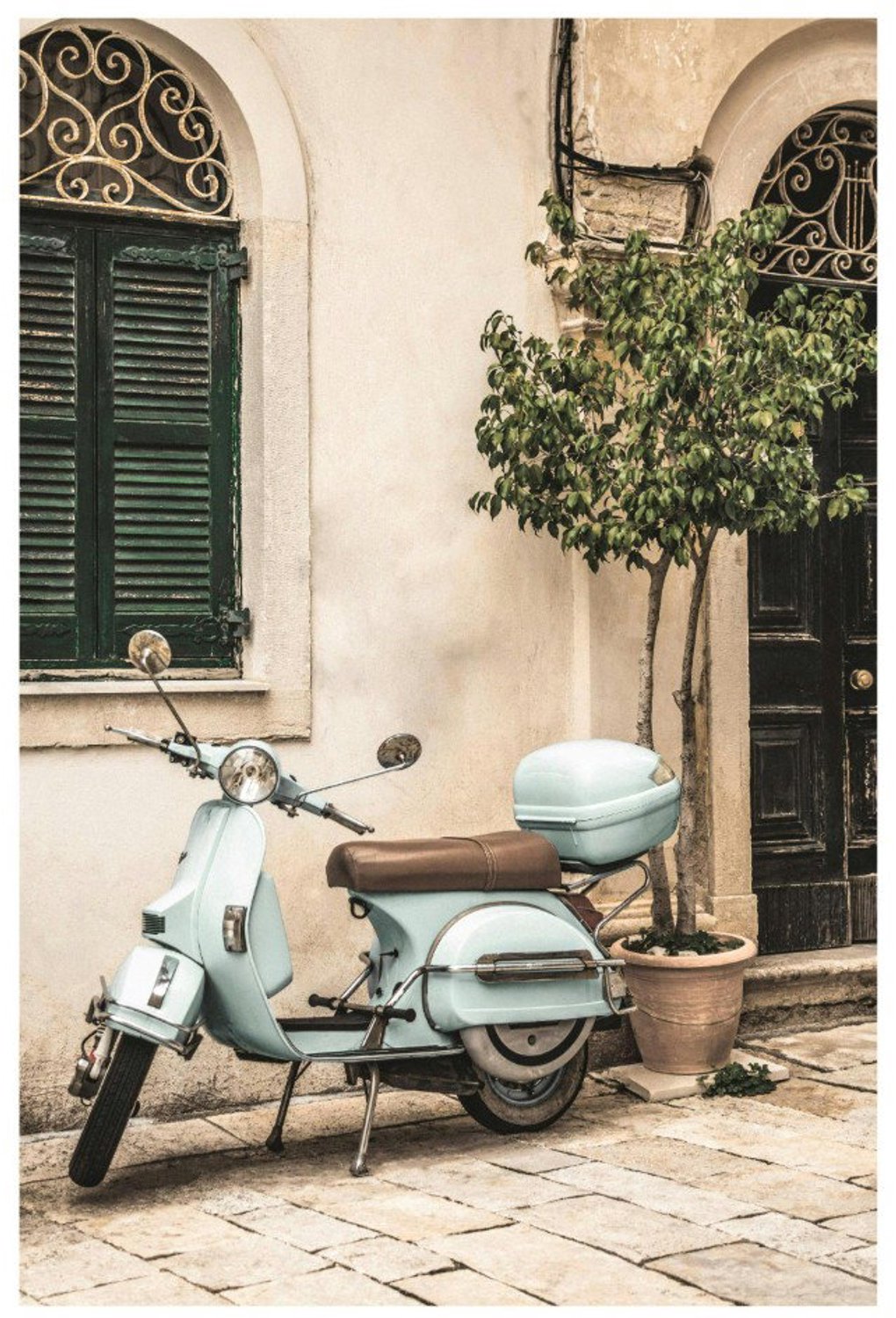 Vgdesign Vintage scooter in straat 80x190 cm tuinposter banner VGDesign onbekend