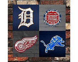 Wandbord - Vintage Detroit Sport - Metaal - 30 x 30 cm