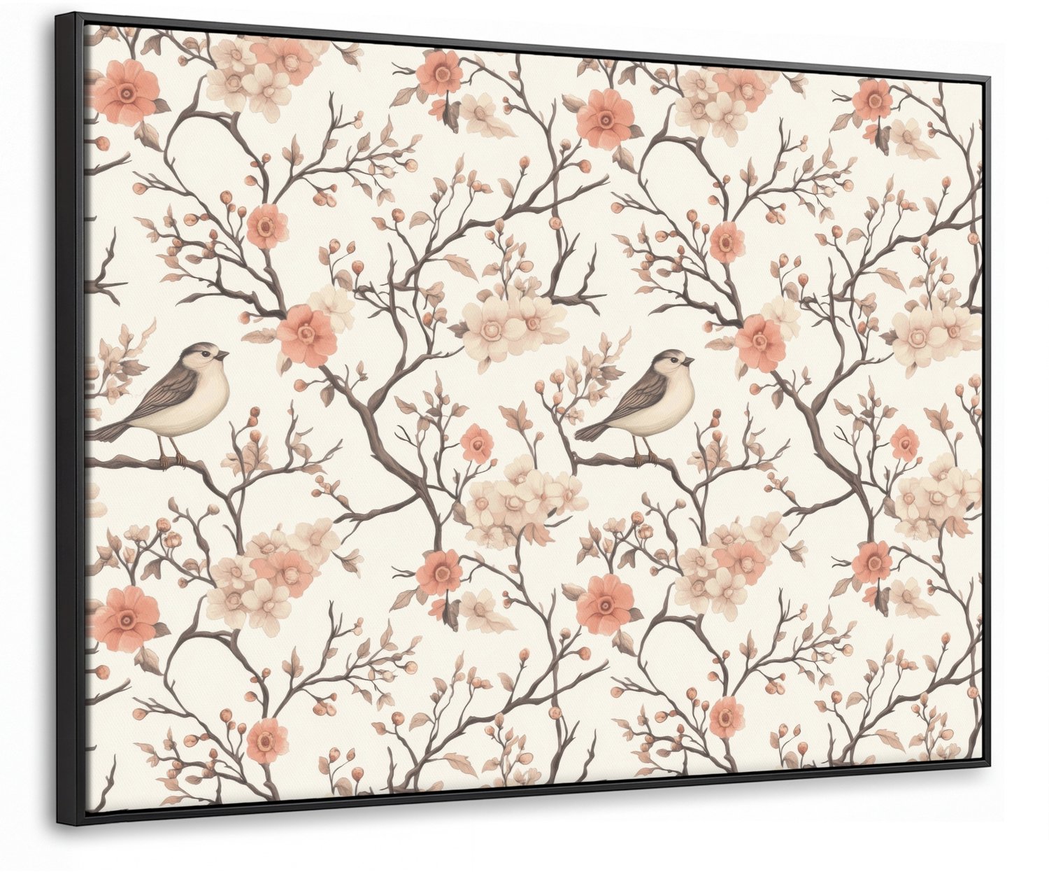 Canvas Schilderij met Baklijst 70x50cm - Kersenbloesem - Mus - Roze - Muurdecoratie woonkamer - Slaapkamer decoratie - Kamer accessoires - Schilderijen op canvas met lijst