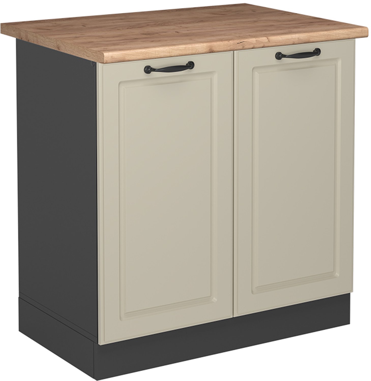 Vicco Wastafelkast R-Line, Zand landelijk/Antraciet, 80 cm goudkleurig eiken werkblad