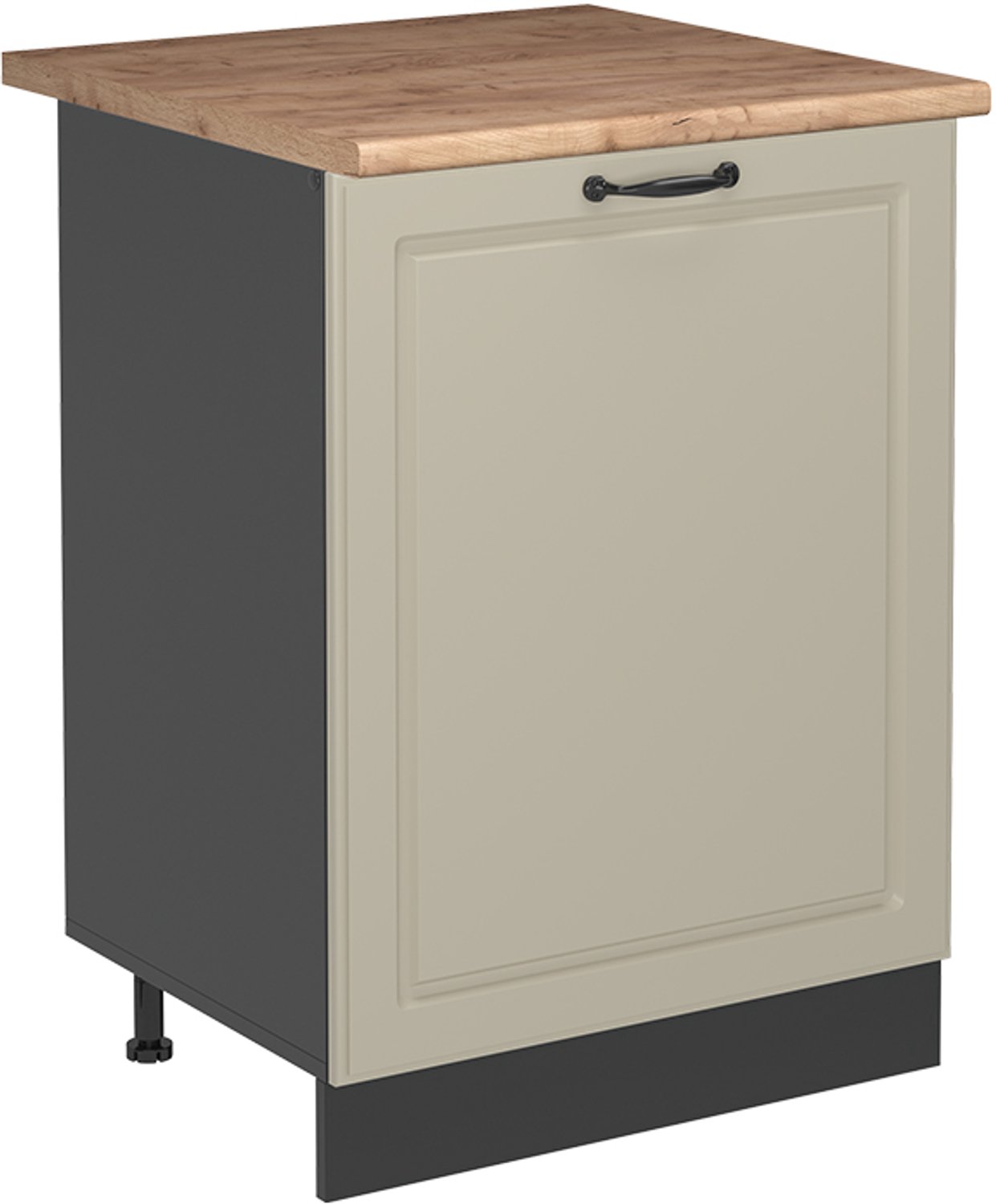 Vicco Keukenonderkast R-Line, Zand landelijk/Antraciet, 60 cm met 1 deur goudkleurig eiken werkblad