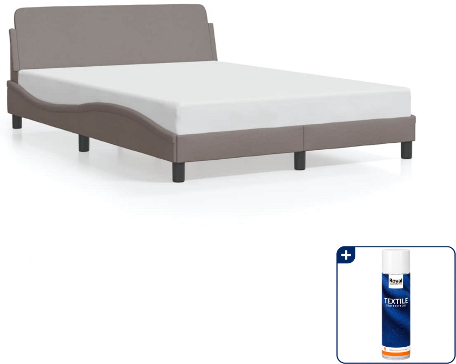vidaXL Dover bedframe - 140 x 190 cm - stof - taupe - Inclusief textielbeschermer 500 ml