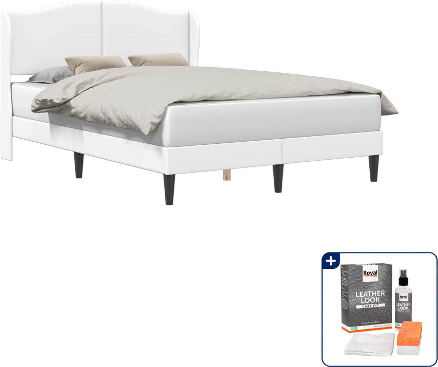 vidaXL bedframe - 120 x 200 cm - kunstleer - wit - Inclusief onderhoudsset voor kunstleer 150 ml