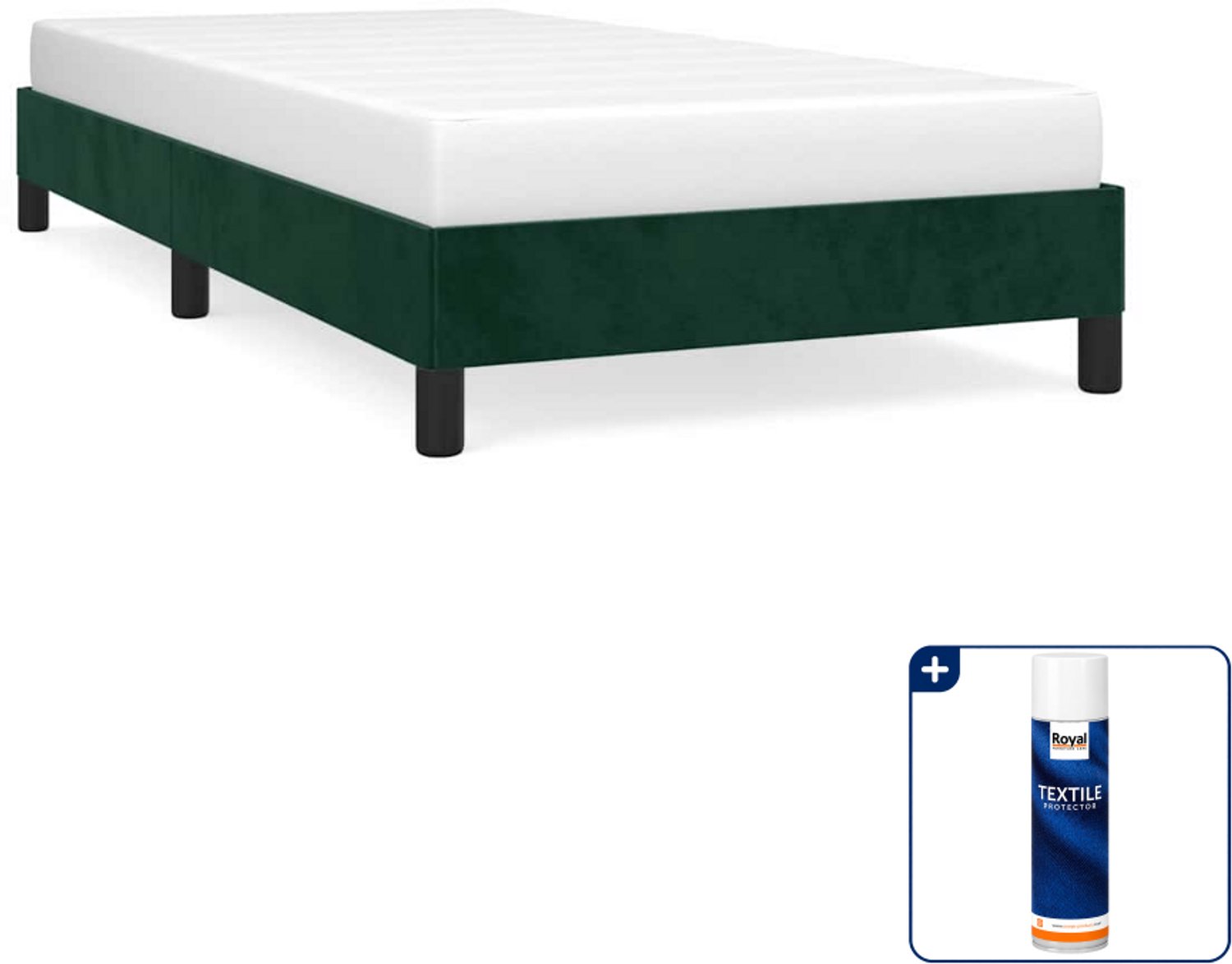 vidaXL Bedframe - 100 x 200 cm - fluweel - donkergroen - Inclusief textielbeschermer 500 ml