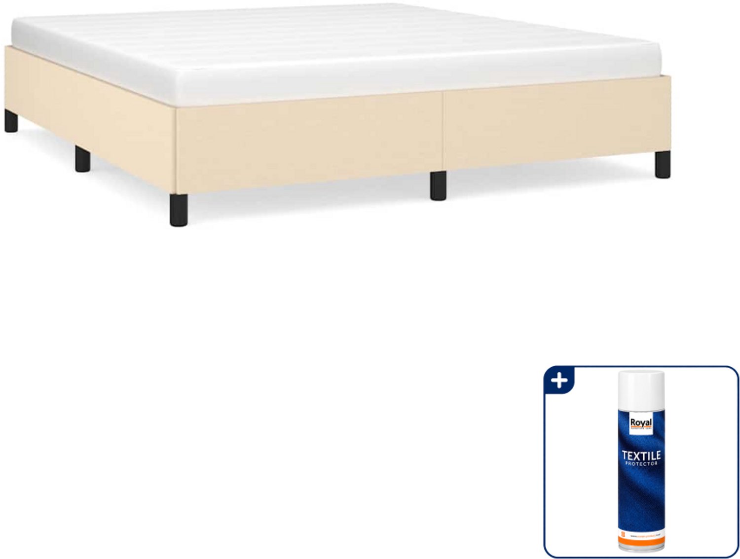 vidaXL bedframe Queensize - 160 x 200 cm - crème - Inclusief textielbeschermer 500 ml