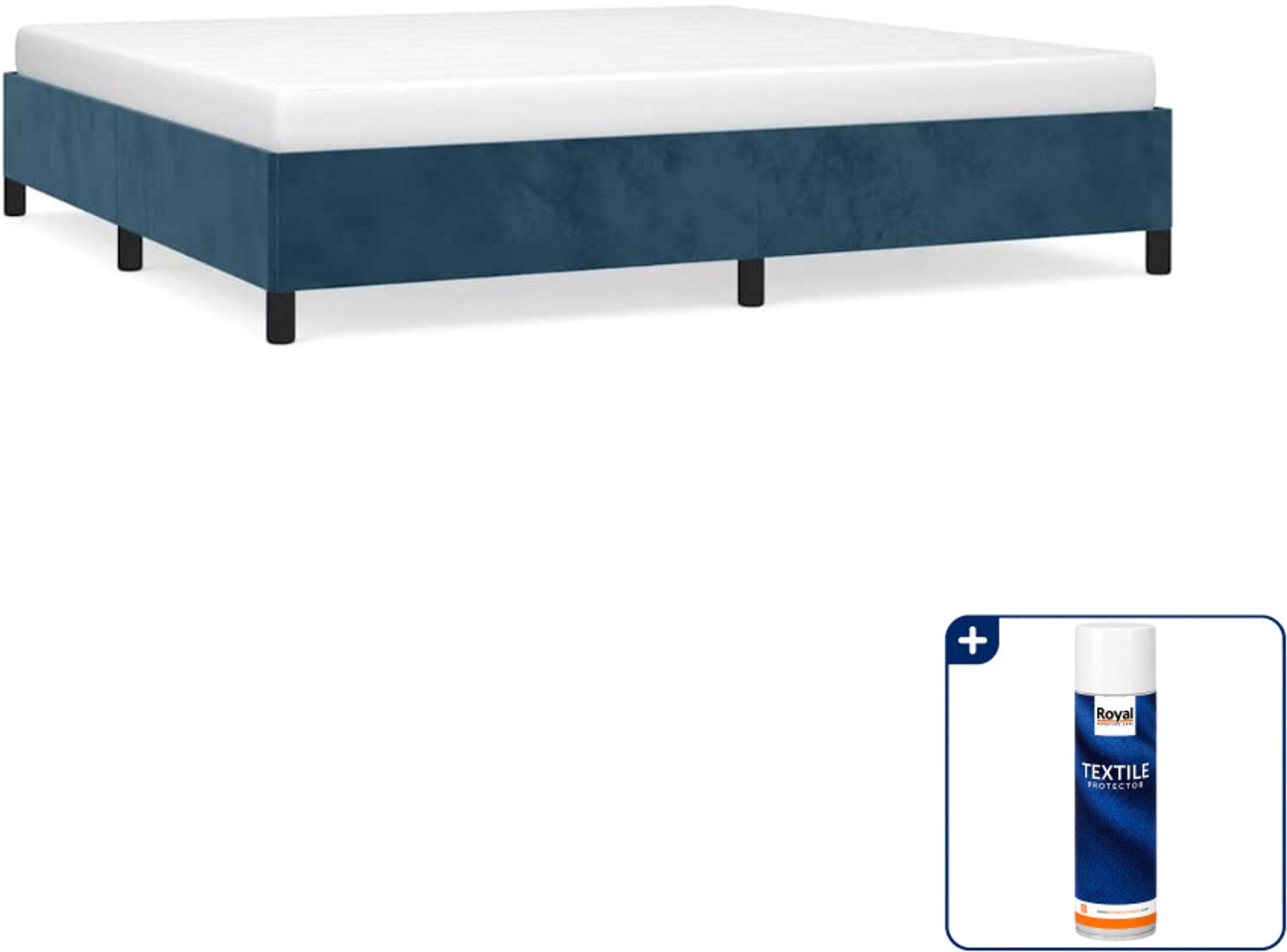 vidaXL Bedframe - 200 x 200 cm - fluweel - donkerblauw - Inclusief textielbeschermer 500 ml