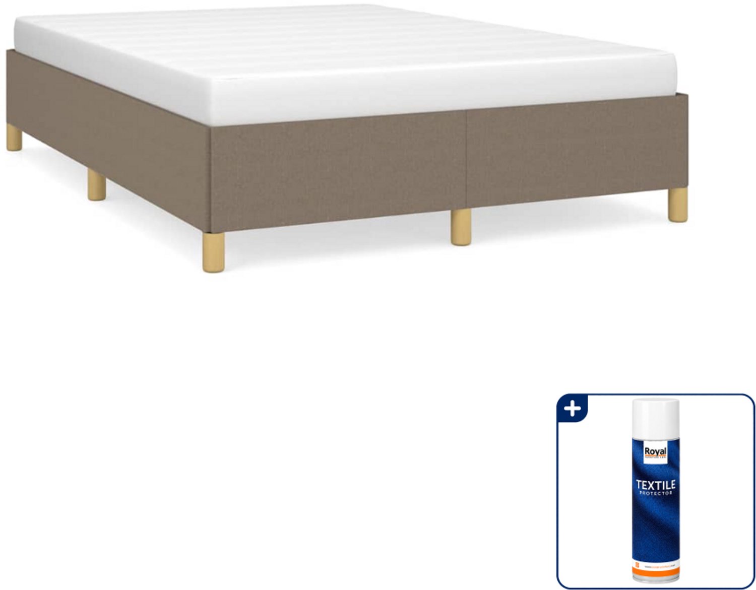 vidaXL Bedframe Small double - 140 x 200 cm - stof - taupe - Inclusief textielbeschermer 500 ml