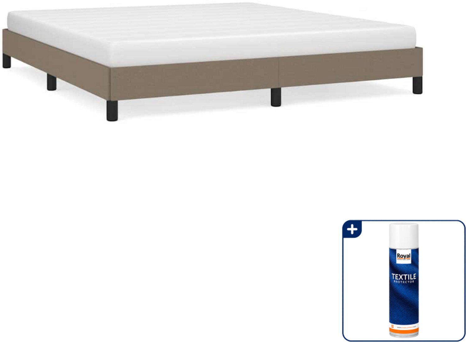 vidaXL Kingsize bedframe - 180 x 200 cm - stof - taupe - Inclusief textielbeschermer 500 ml
