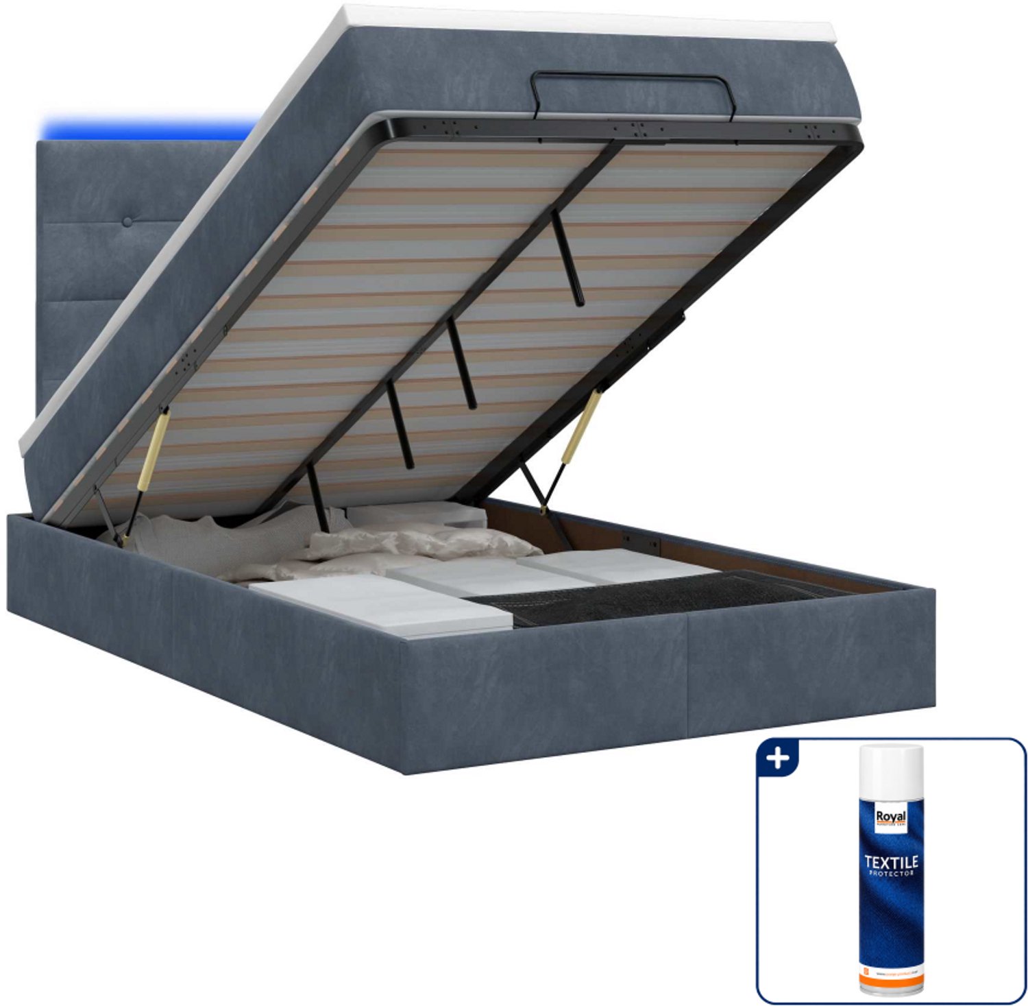 vidaXL Ottoman bed - 120 x 200 cm - donkergrijs - Inclusief textielbeschermer 500 ml