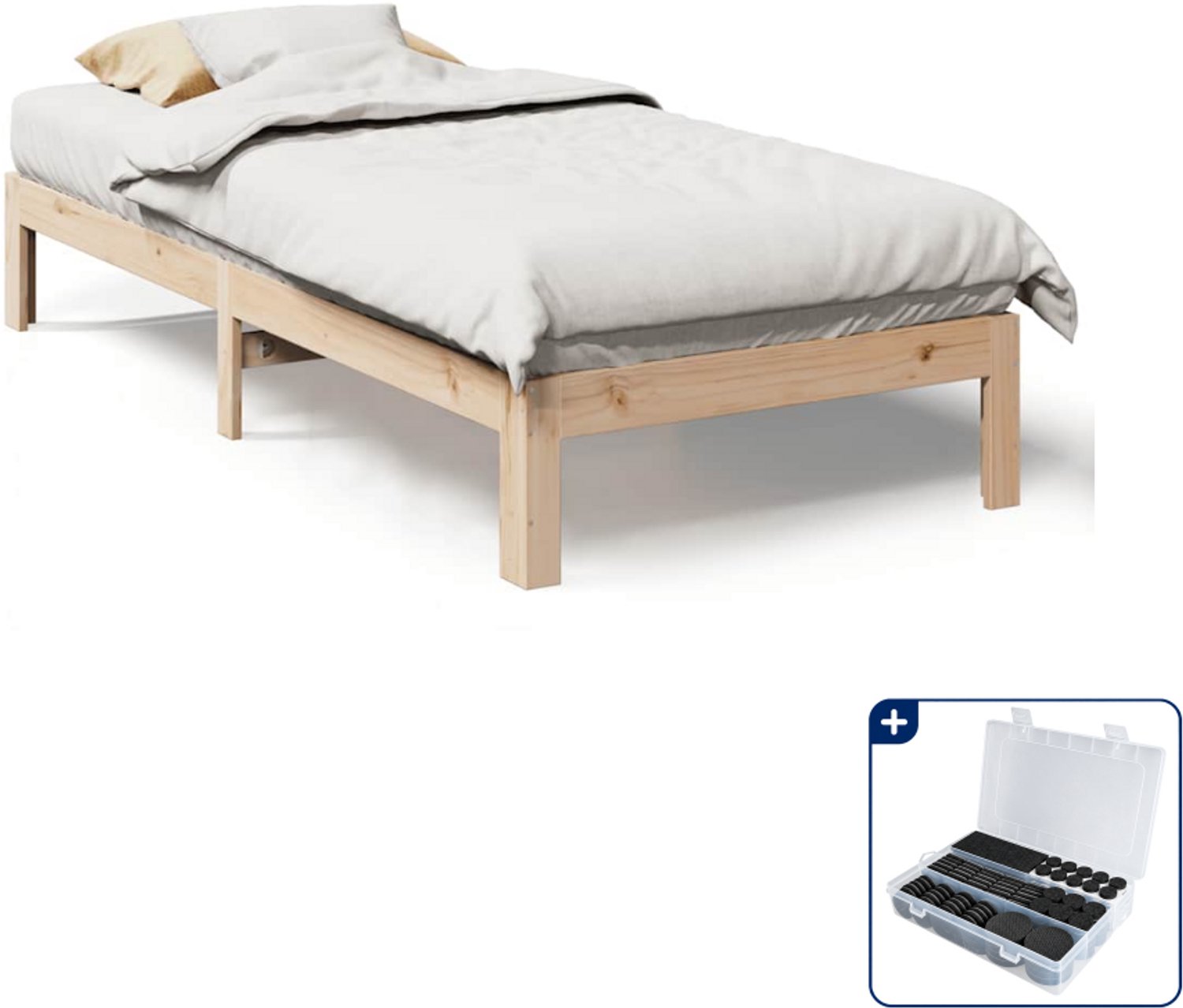 vidaXL bedframe - 90 x 200 cm - massief grenenhout - Inclusief antikrasvilt 177-delig Bruin