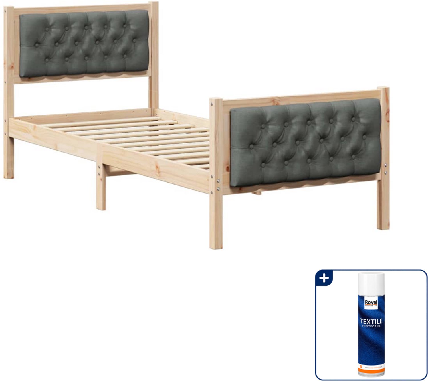vidaXL Bedframe - 80 x 200 cm - donkergrijs - Inclusief textielbeschermer 500 ml Bruin