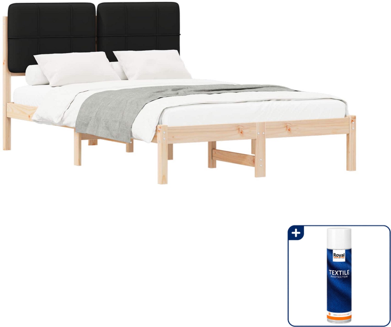 vidaXL bedframe - 120 x 190 cm - zwart - Inclusief textielbeschermer 500 ml