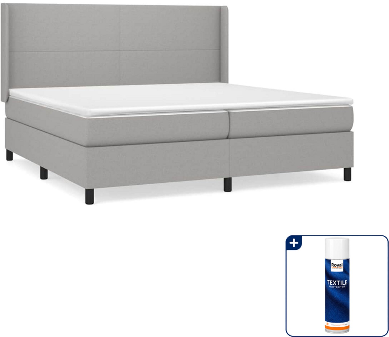 vidaXL boxspring met matras 200 x 200 cm - lichtgrijs - Inclusief textielbeschermer 500 ml