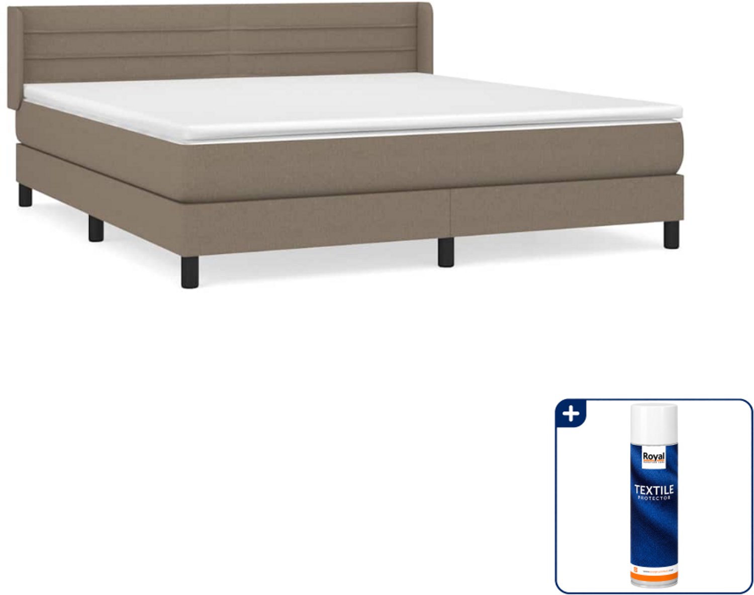 vidaXL Boxspring Kingsize - 180 x 200 cm - taupe - Inclusief textielbeschermer 500 ml