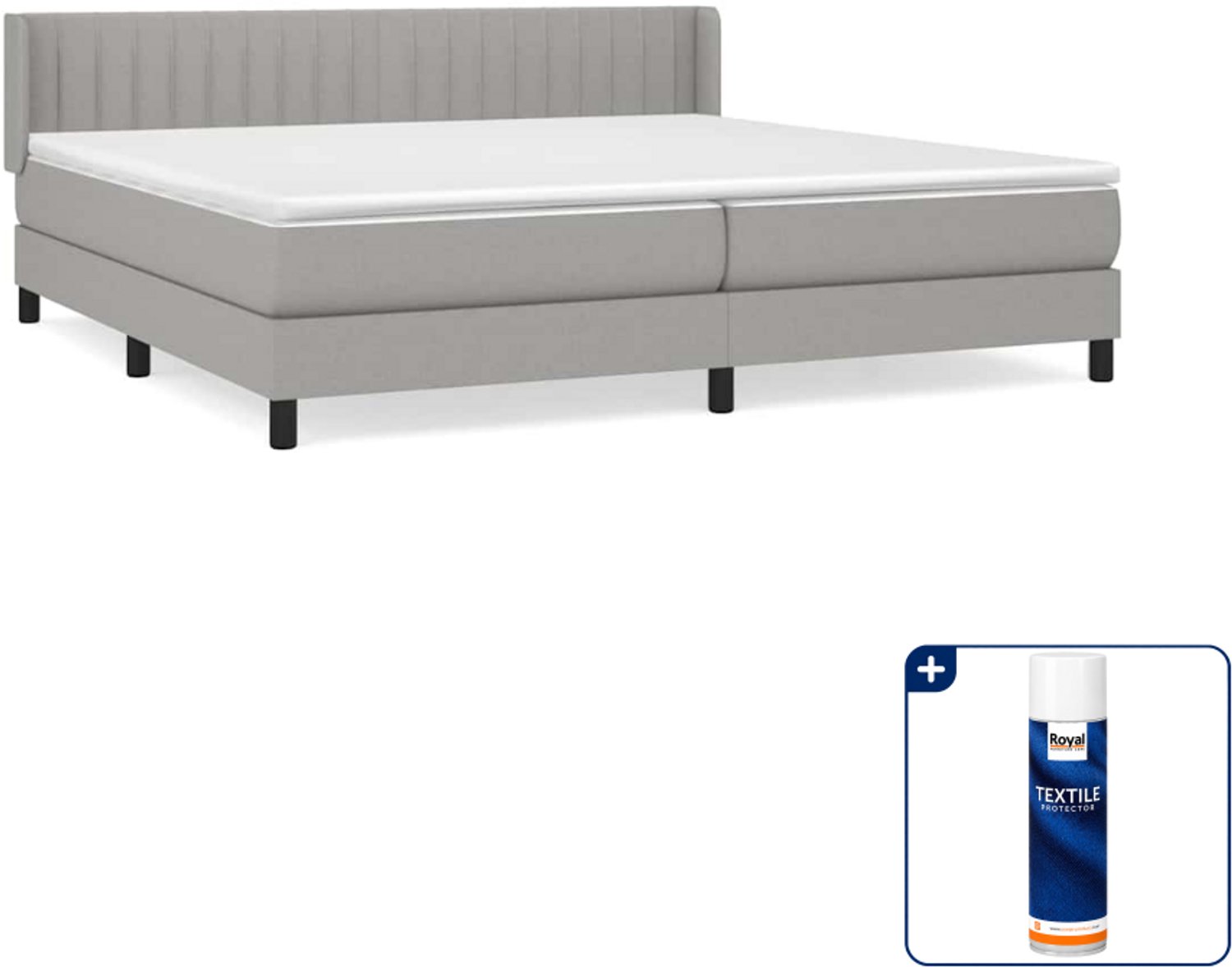 vidaXL boxspring met matras - 200 x 200 cm - stof - lichtgrijs - Inclusief textielbeschermer 500 ml