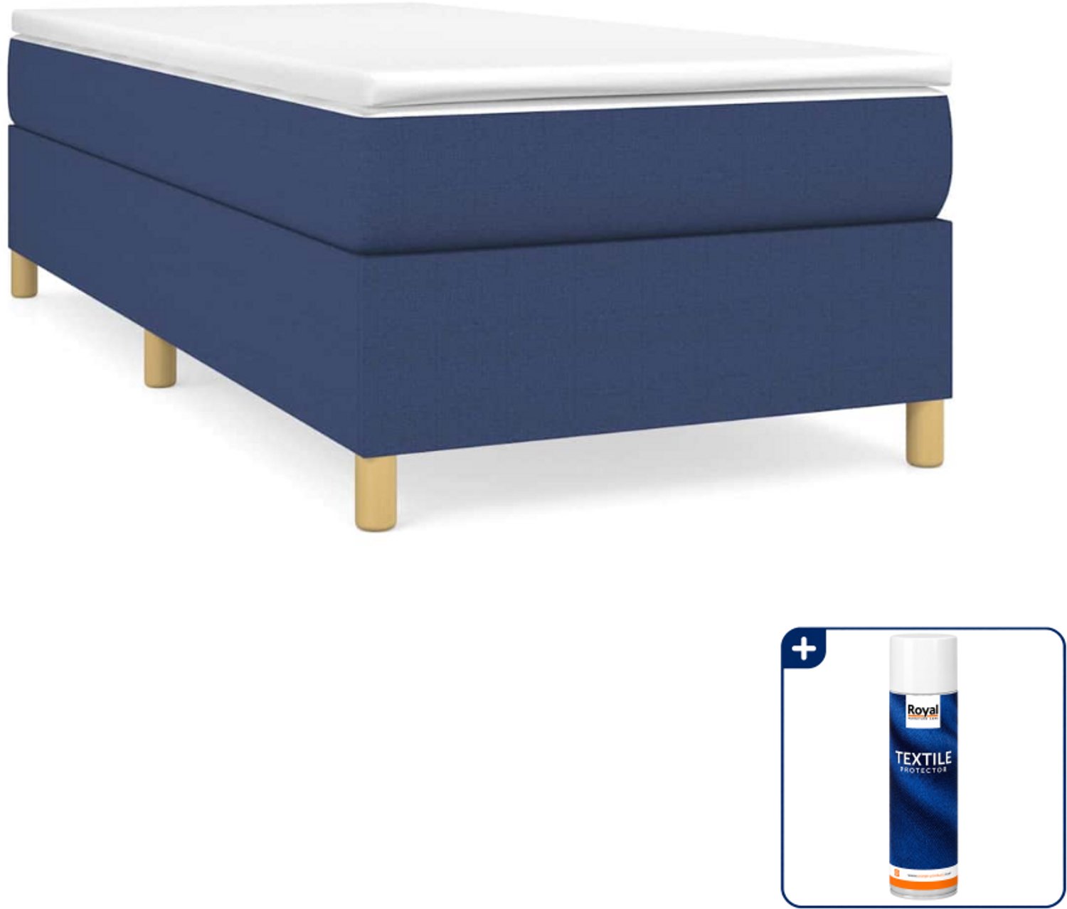 vidaXL boxspring met matras 80 x 200 cm - stof - blauw - Inclusief textielbeschermer 500 ml
