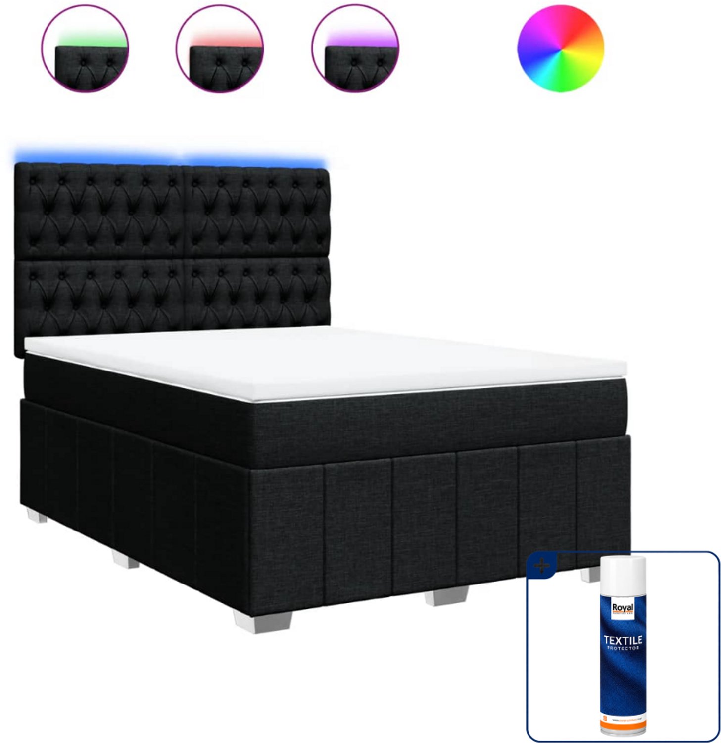 vidaXL boxspring - Queensize - 160 x 200 cm - zwart - Inclusief textielbeschermer 500 ml