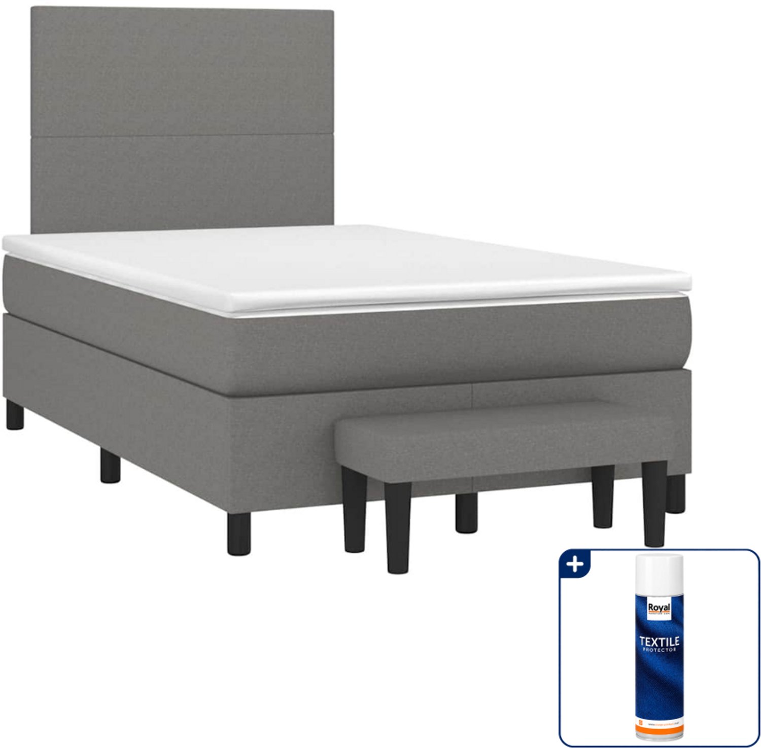 vidaXL boxspring met matras 120 x 190 cm - stof - donkerbruin - Inclusief textielbeschermer 500 ml