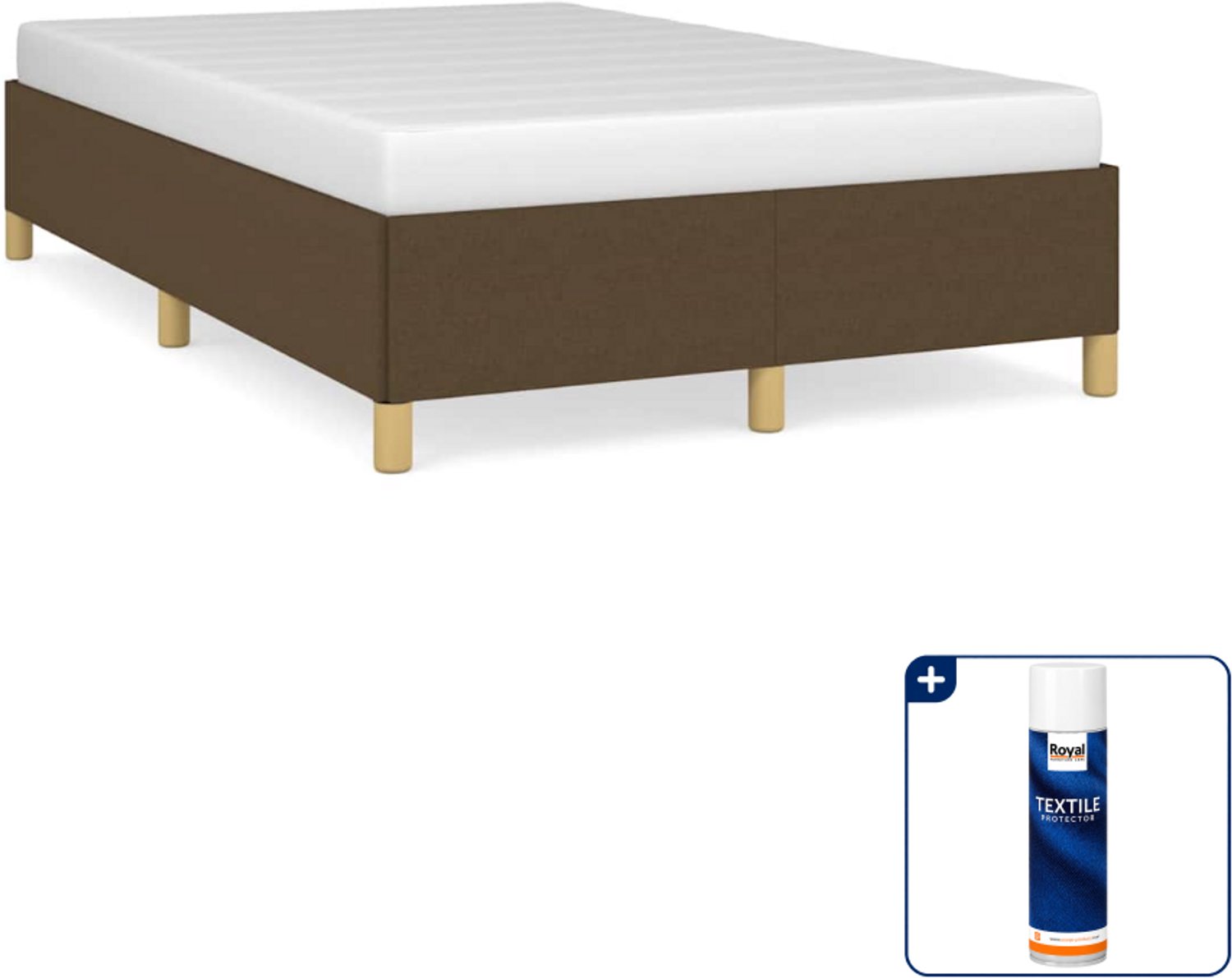 vidaXL bedframe - 120 x 190 cm - stof - donkerbruin - Inclusief textielbeschermer 500 ml