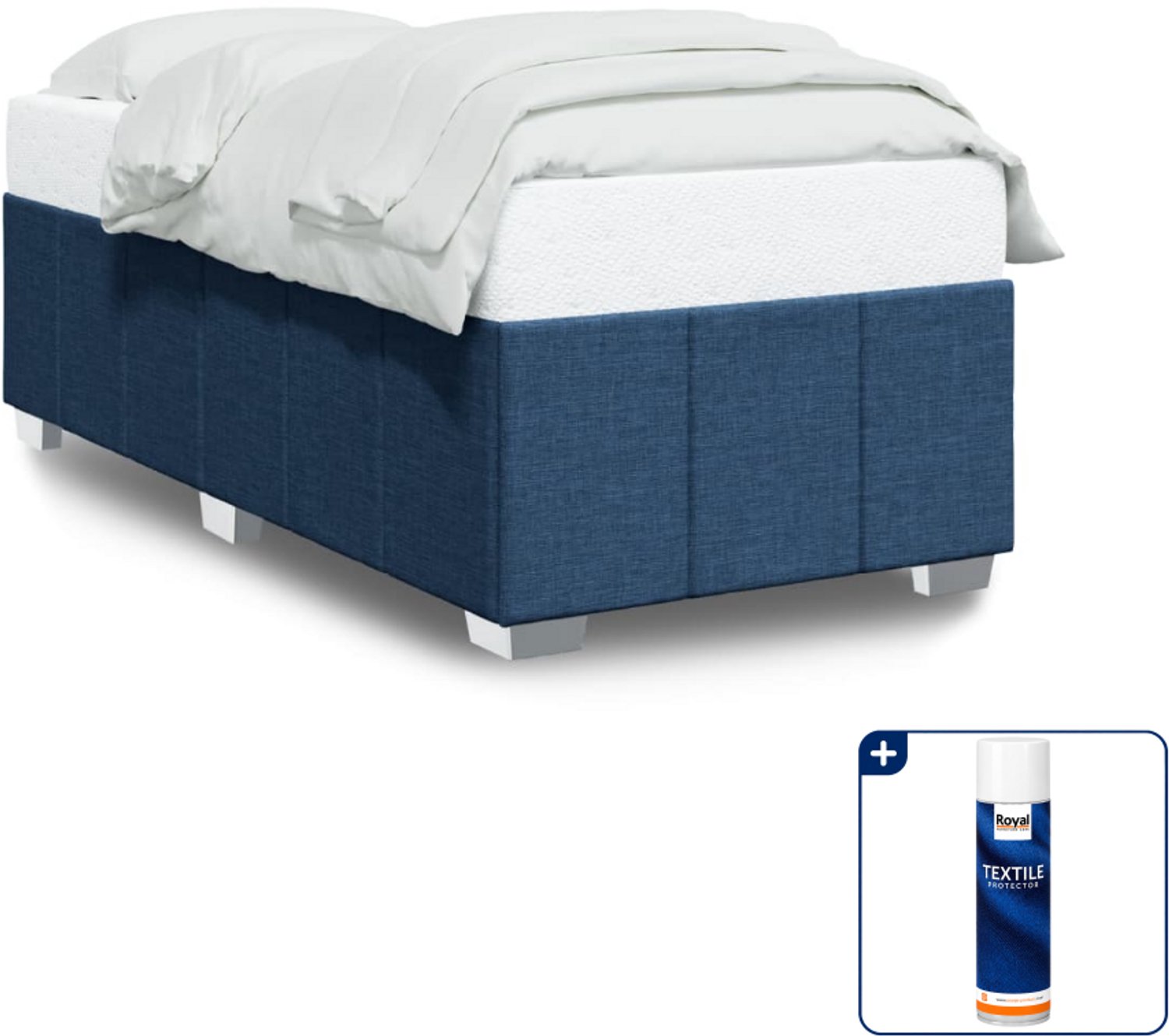 vidaXL bedframe - 90 x 200 cm - stof - blauw - Inclusief textielbeschermer 500 ml Roze