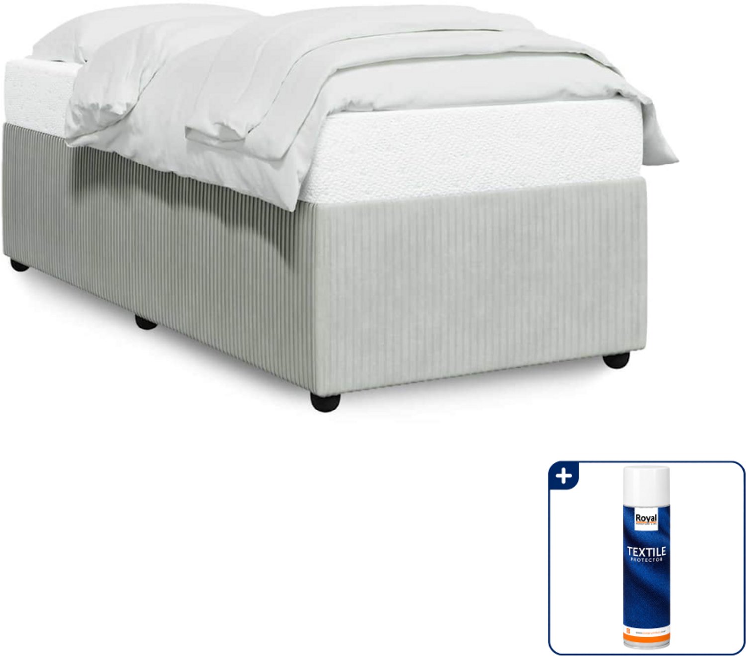 vidaXL bedframe 90 x 200 cm - fluweel - lichtgrijs - Inclusief textielbeschermer 500 ml