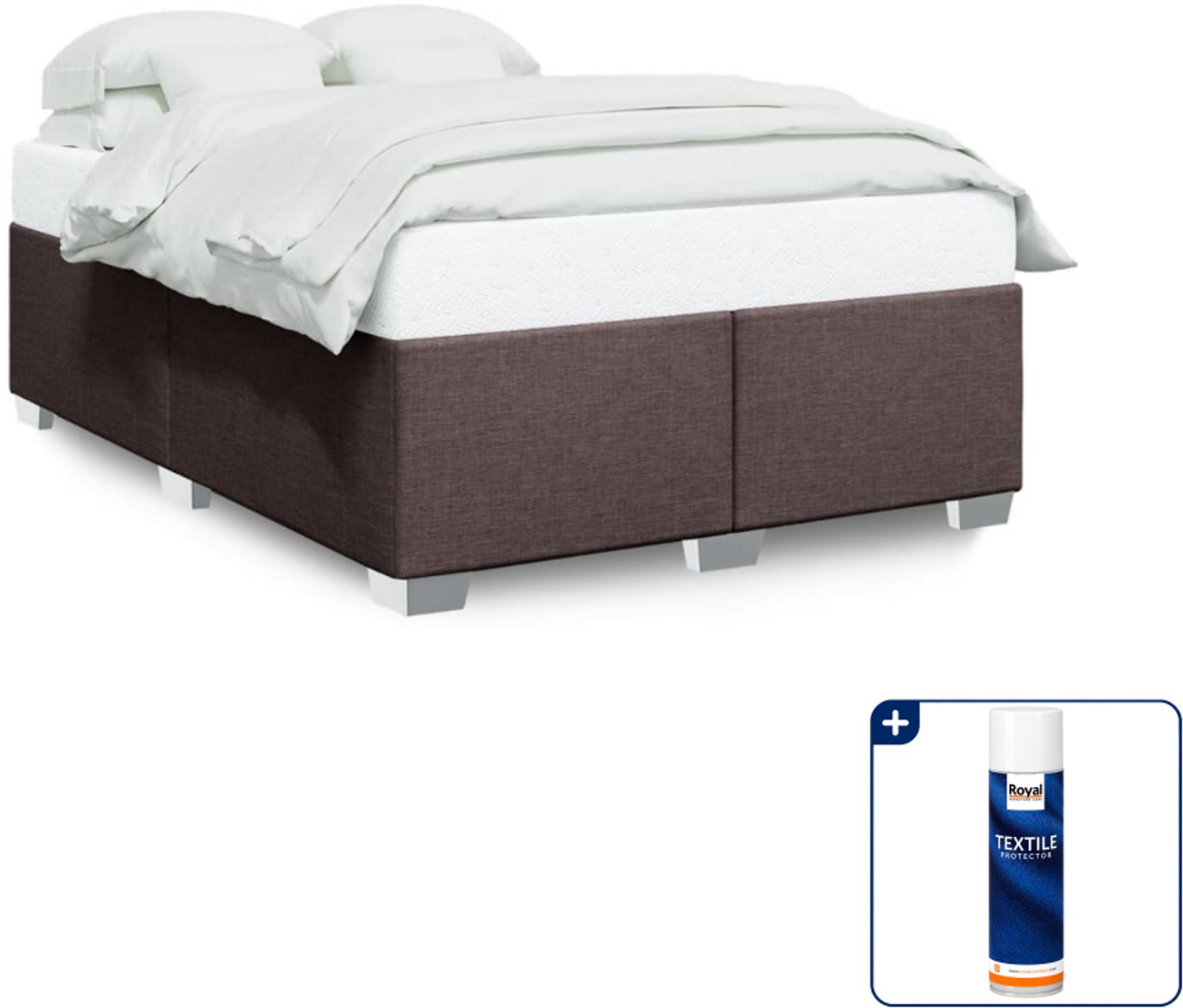 vidaXL Bedframe - Small double 140 x 200 cm - donkerbruin - Inclusief textielbeschermer 500 ml Blauw