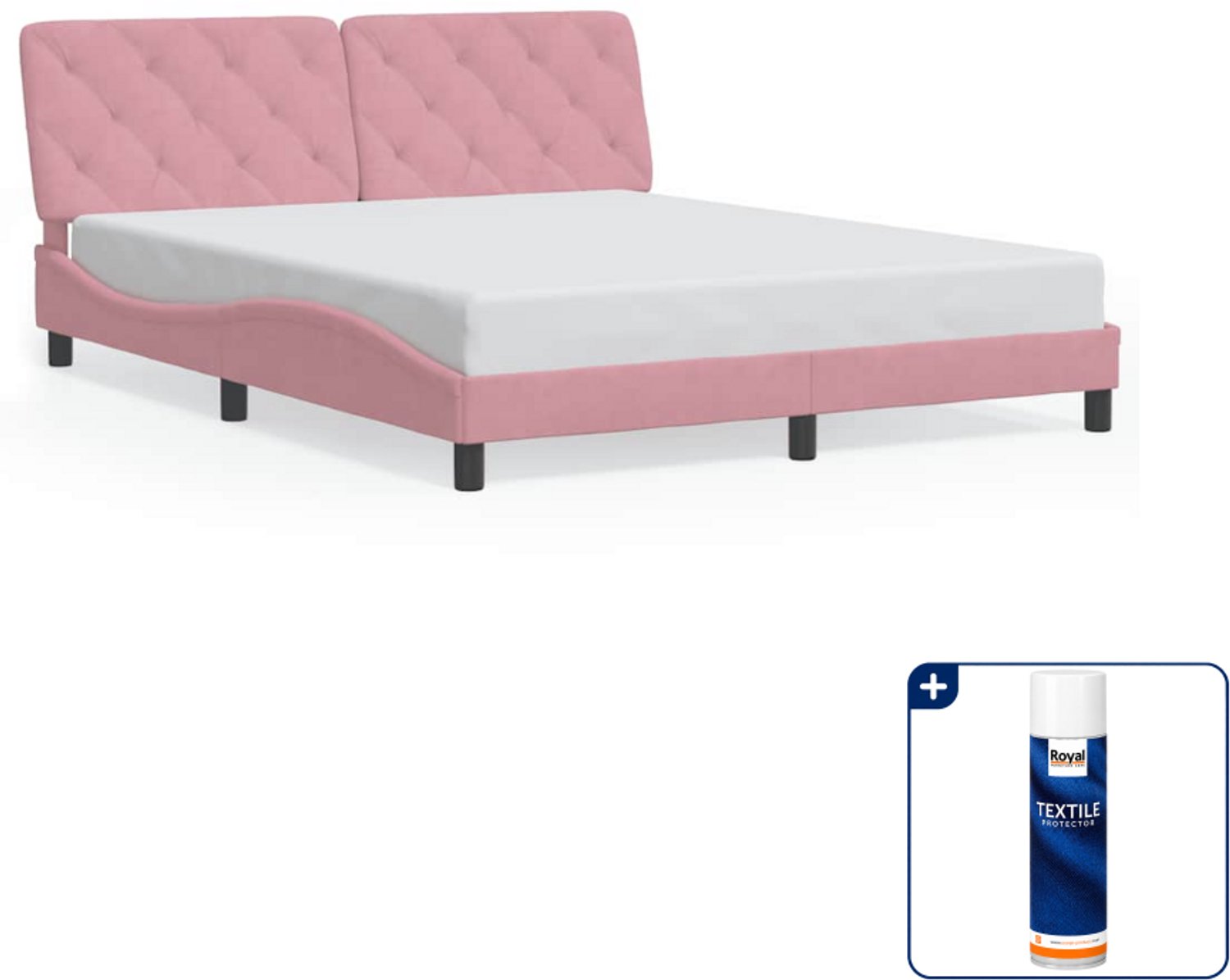 vidaXL bedframe - Queensize - 160 x 200 cm - roze - Inclusief textielbeschermer 500 ml Wit