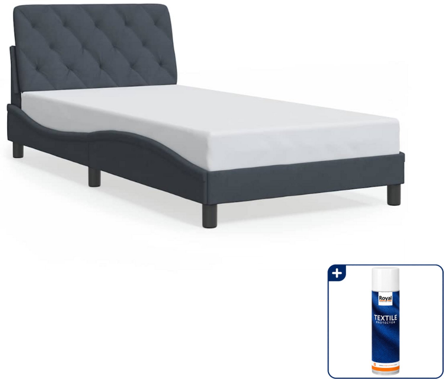 vidaXL Bedframe - 100 x 200 cm - fluweel - donkergrijs - Inclusief textielbeschermer 500 ml Zwart