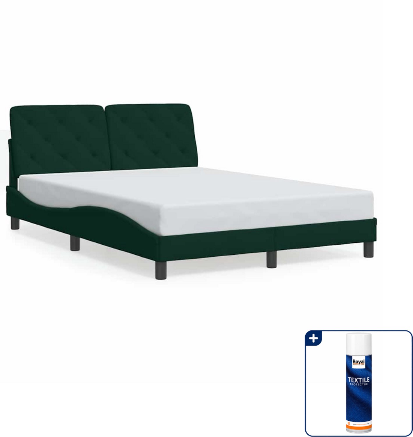 vidaXL Bedframe - 140 x 190 cm - fluweel - donkergroen - Inclusief textielbeschermer 500 ml Taupe