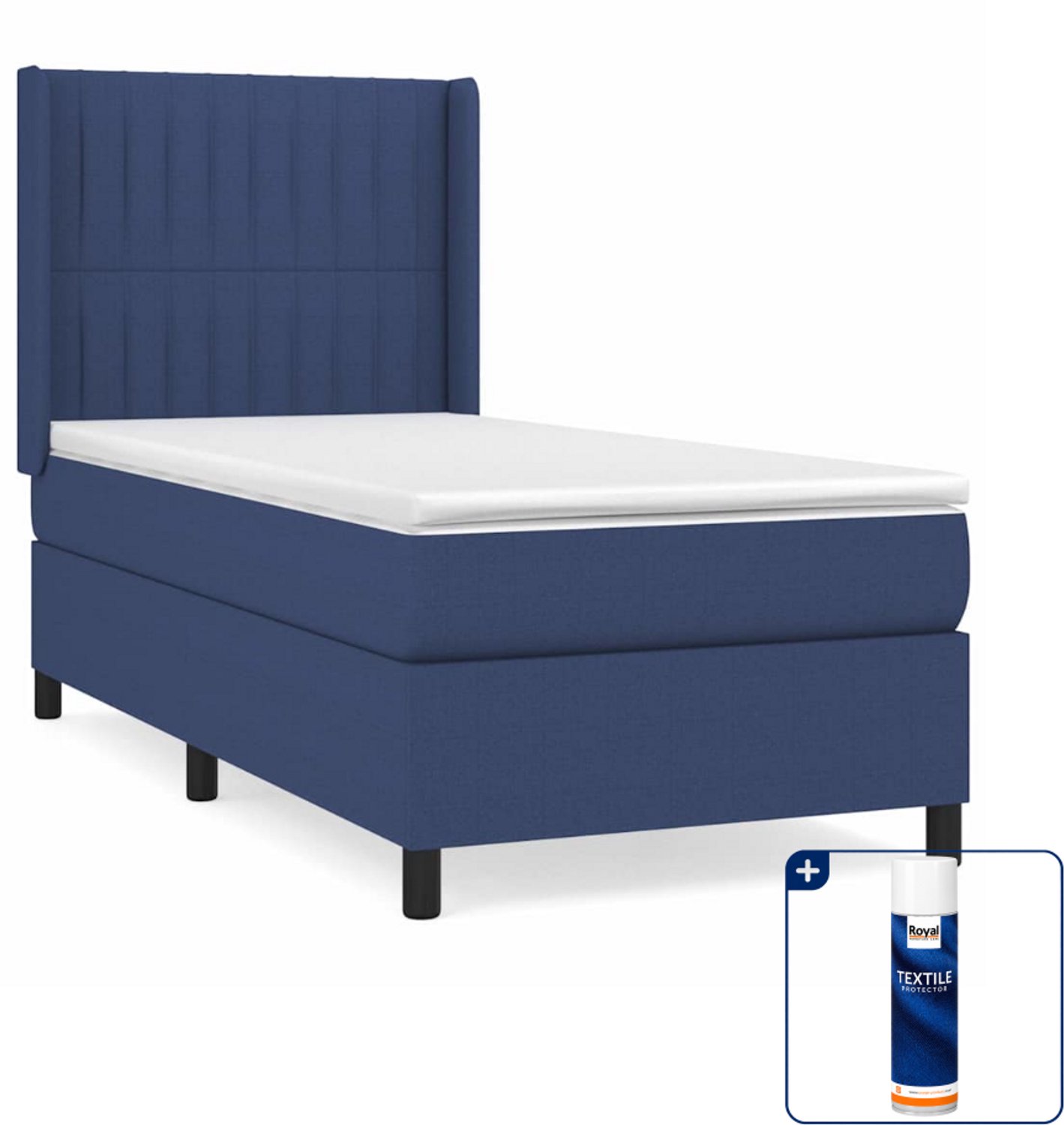 vidaXL boxspring met matras 80 x 200 cm - stof - blauw - Inclusief textielbeschermer 500 ml