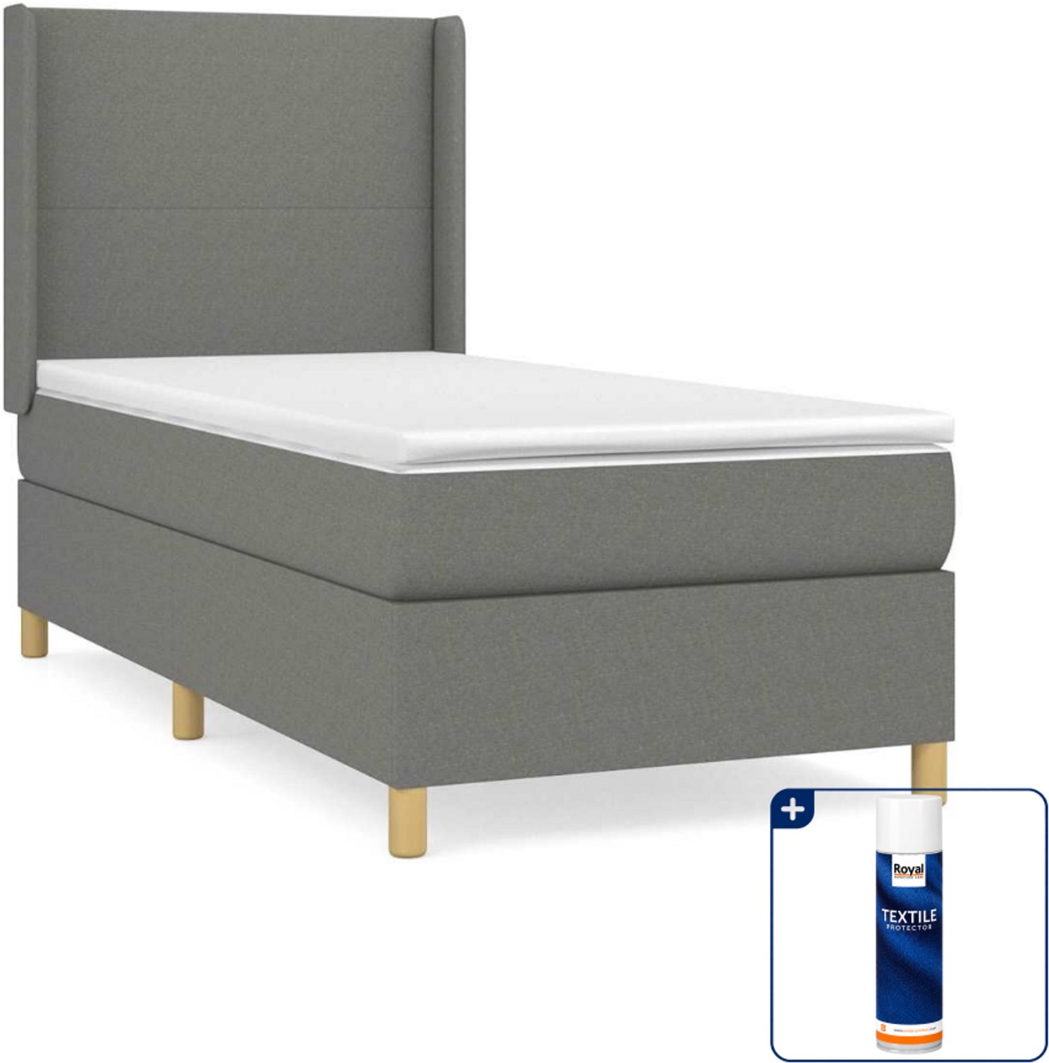 vidaXL boxspring met matras 80 x 200 cm - donkergrijs - Inclusief textielbeschermer 500 ml