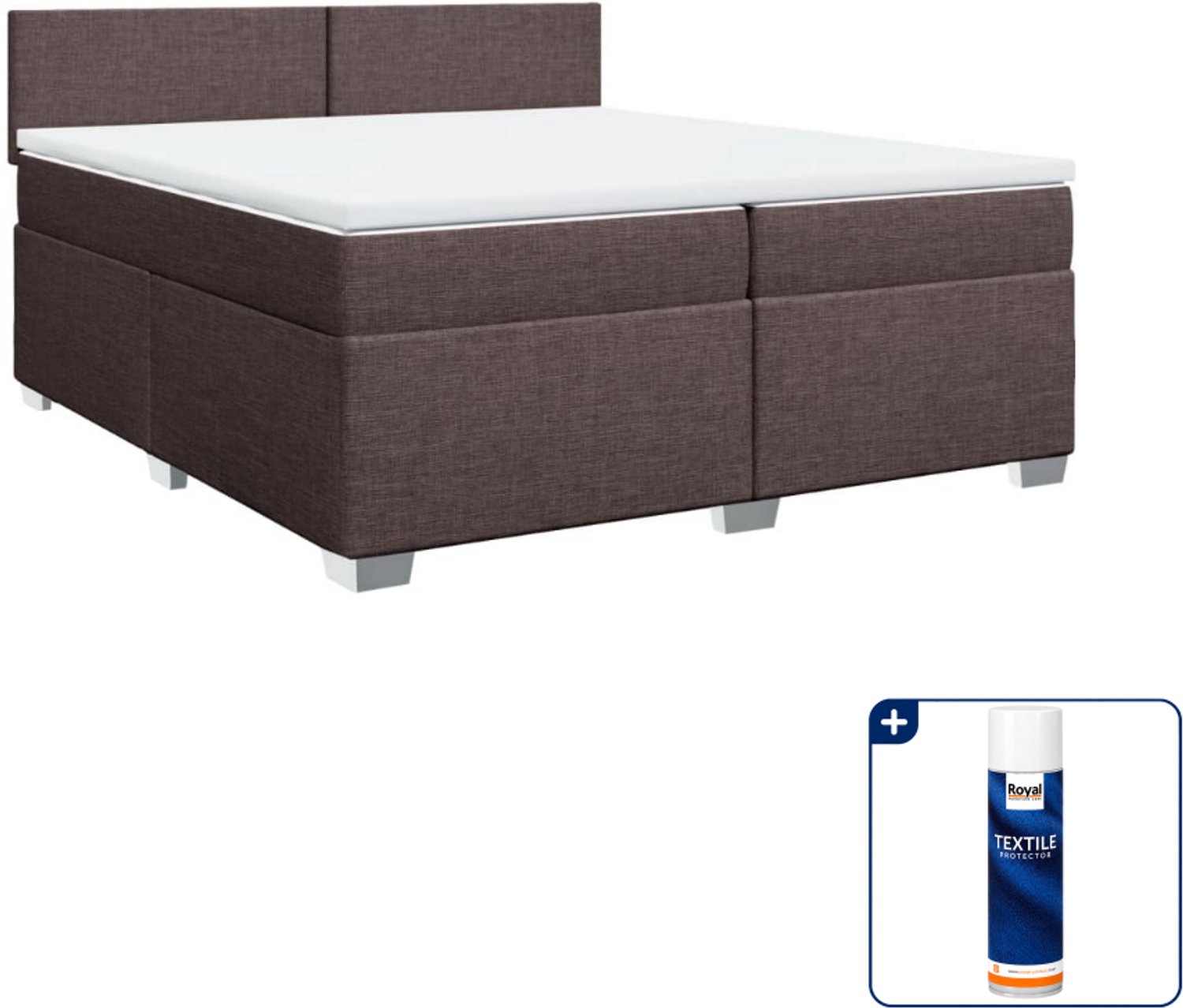 vidaXL boxspring - Super kingsize - 200 x 200 cm - donkerbruin - Inclusief textielbeschermer 500 ml