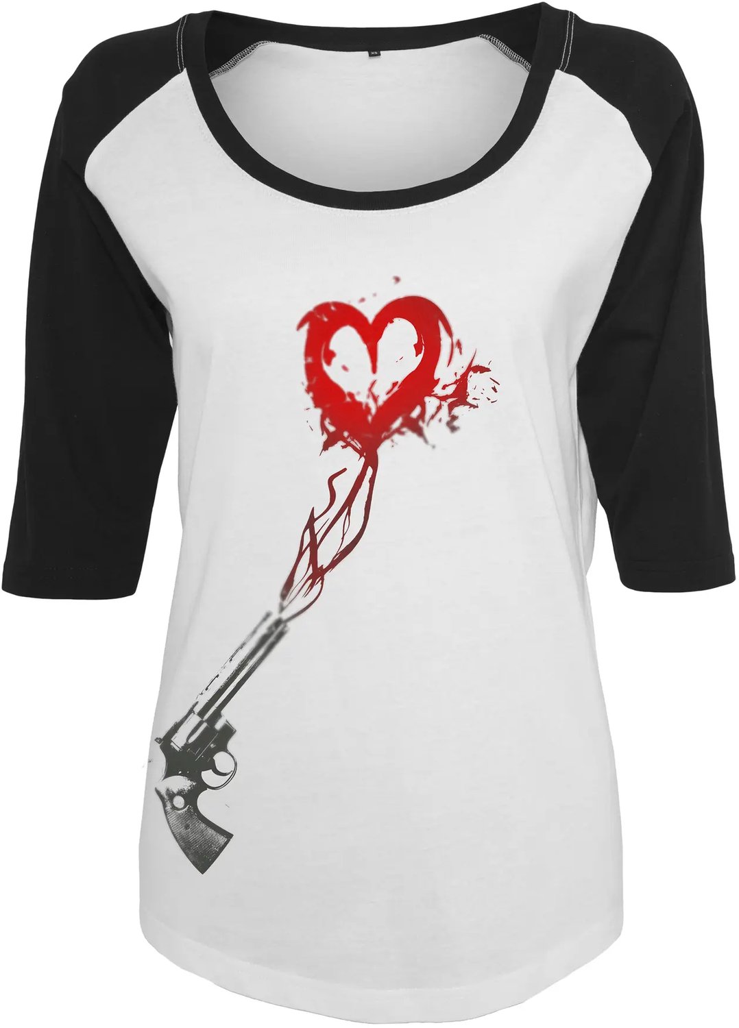 Dames-T-shirt Mister Tee pitol heart raglan Zwart