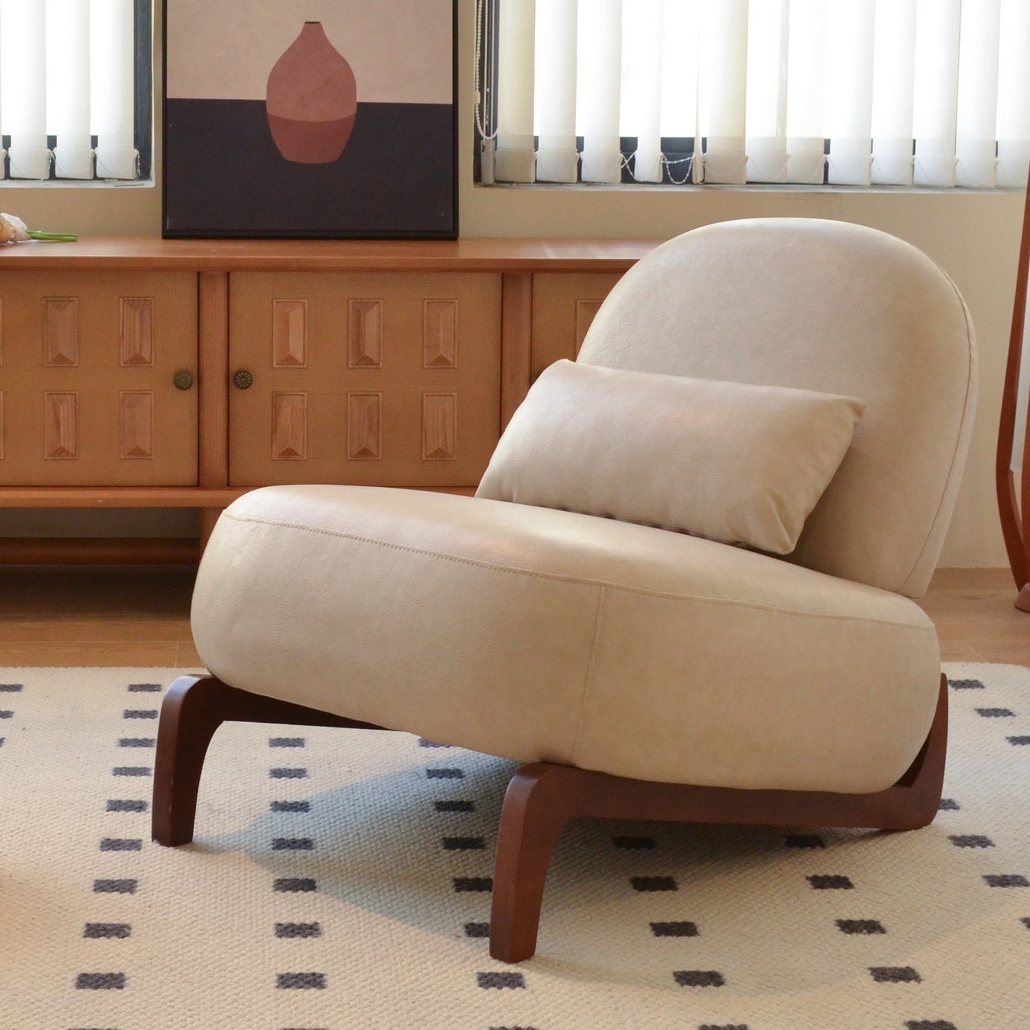 STILVORA Fauteuil 86,9 x 72,2 x 69,9 cm - Zonder Armleuningen Met Zachte Zitting - Voor Woonkamer En Slaapkamer - Stof En Hout - Camel