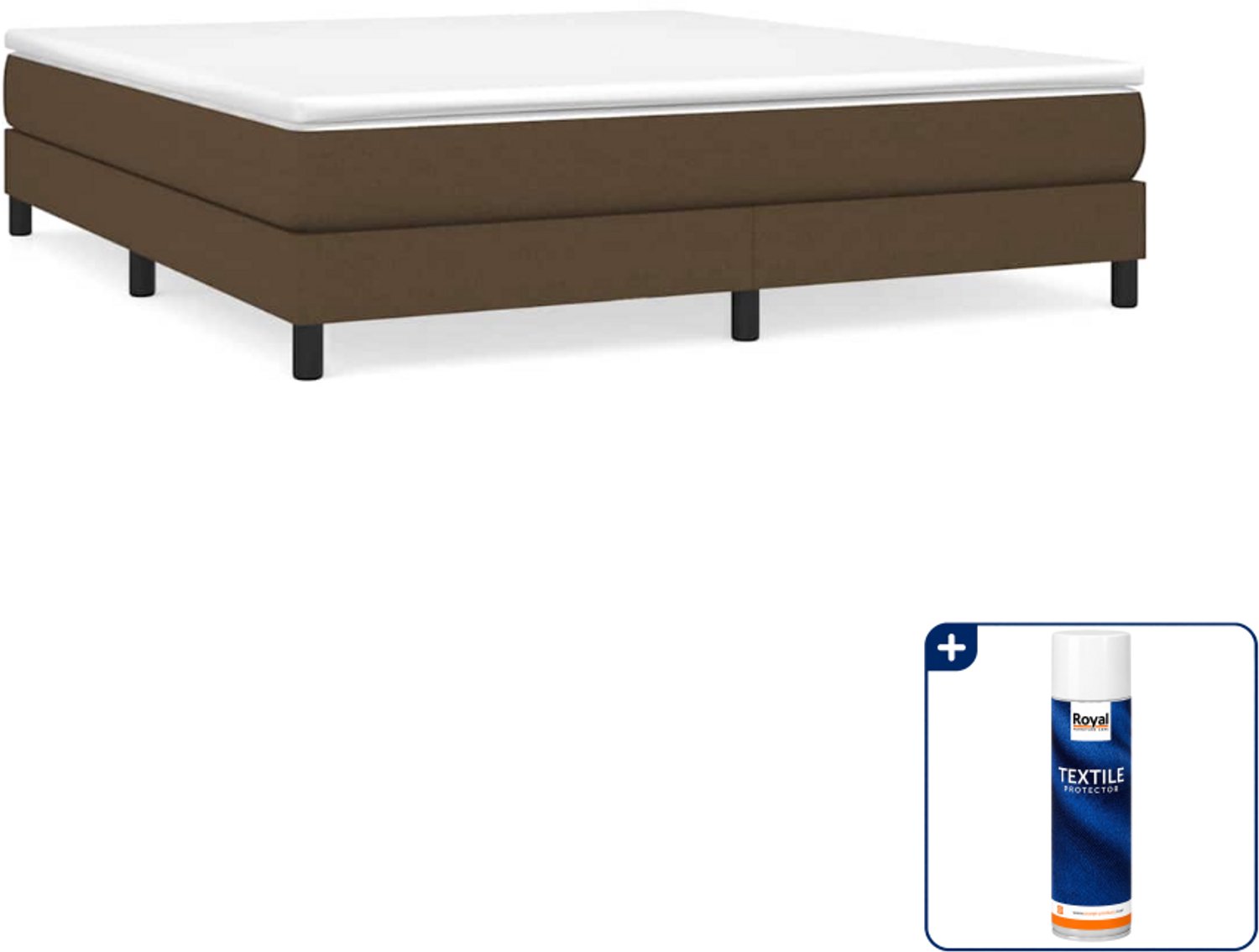 vidaXL Kingsize boxspring bed 180 x 200 cm - stof - donkerbruin - Inclusief textielbeschermer 500 ml Taupe