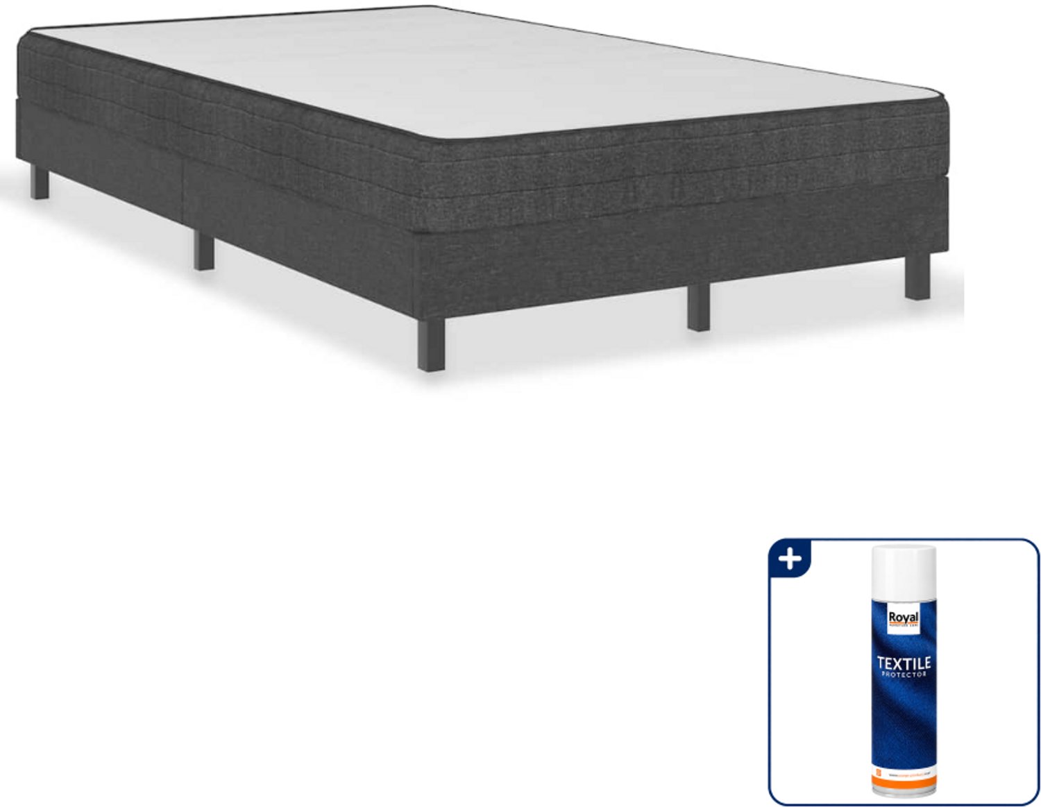 vidaXL boxspringframe - 120 x 200 cm - stof - grijs - Inclusief textielbeschermer 500 ml Bruin