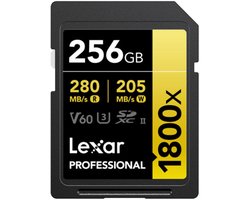 Lexar SD Pro Gold Series UHS-II 1800x 256GB - Lezen 270MB/s - Schrijven 180MB/s - V60
