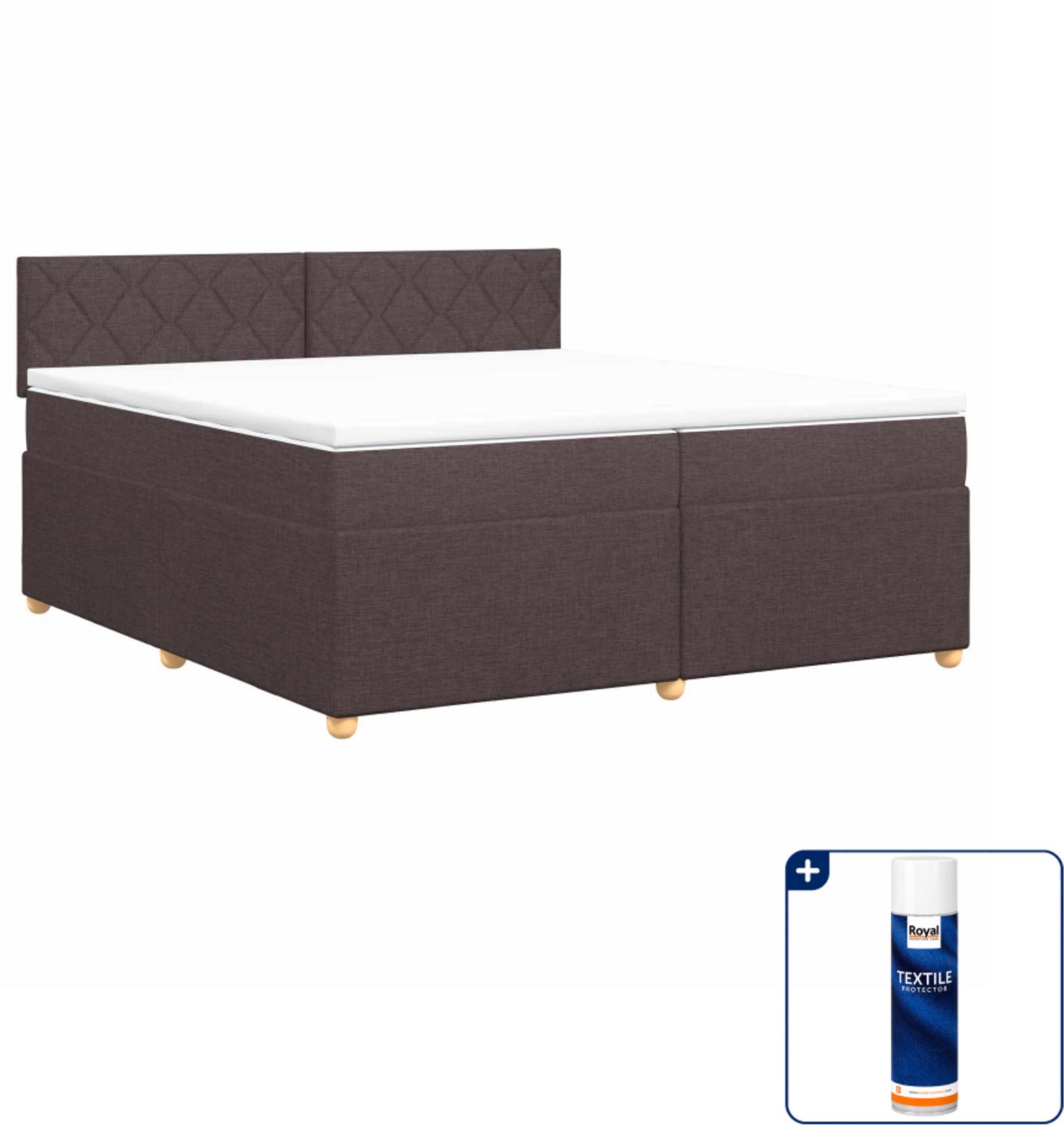 vidaXL Boxspringbed - 200 x 200 cm - donkerbruin - Inclusief textielbeschermer 500 ml