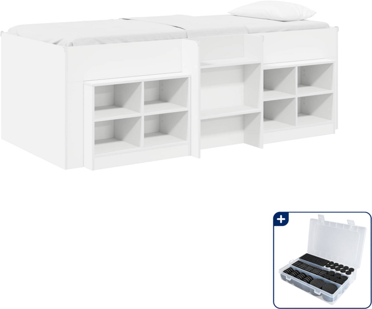 vidaXL hoogslaper - 100 x 200 cm - bewerkt hout - wit - Inclusief antikrasvilt 177-delig