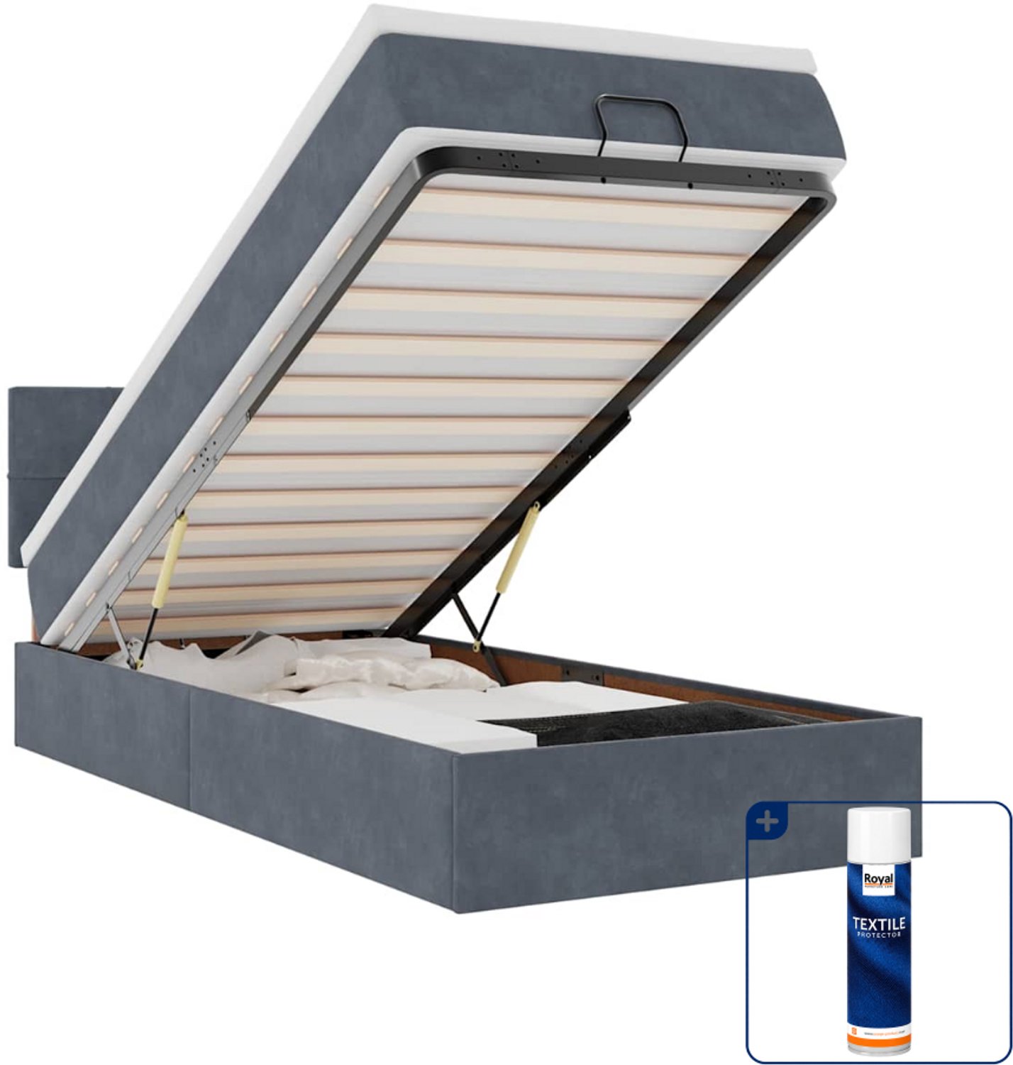 vidaXL ottoman bed - 80 x 200 cm - fluweel - donkergrijs - Inclusief textielbeschermer 500 ml Zwart