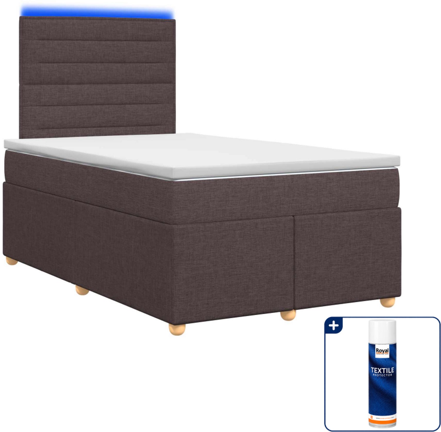 vidaXL boxspringbed met matras - 120 x 190 cm - donkerbruin - Inclusief textielbeschermer 500 ml