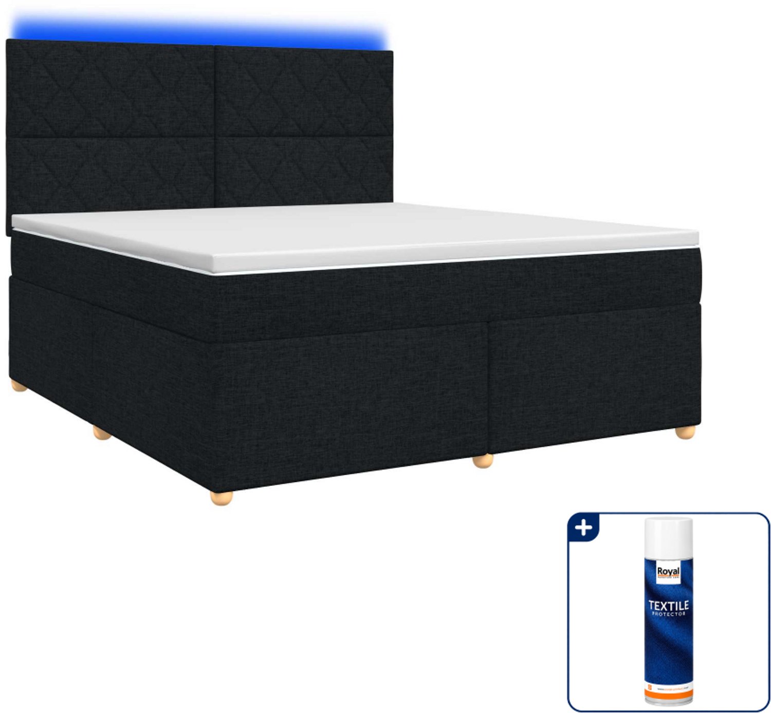 vidaXL Boxspringbed - small double 140 x 200 cm - zwart - Inclusief textielbeschermer 500 ml