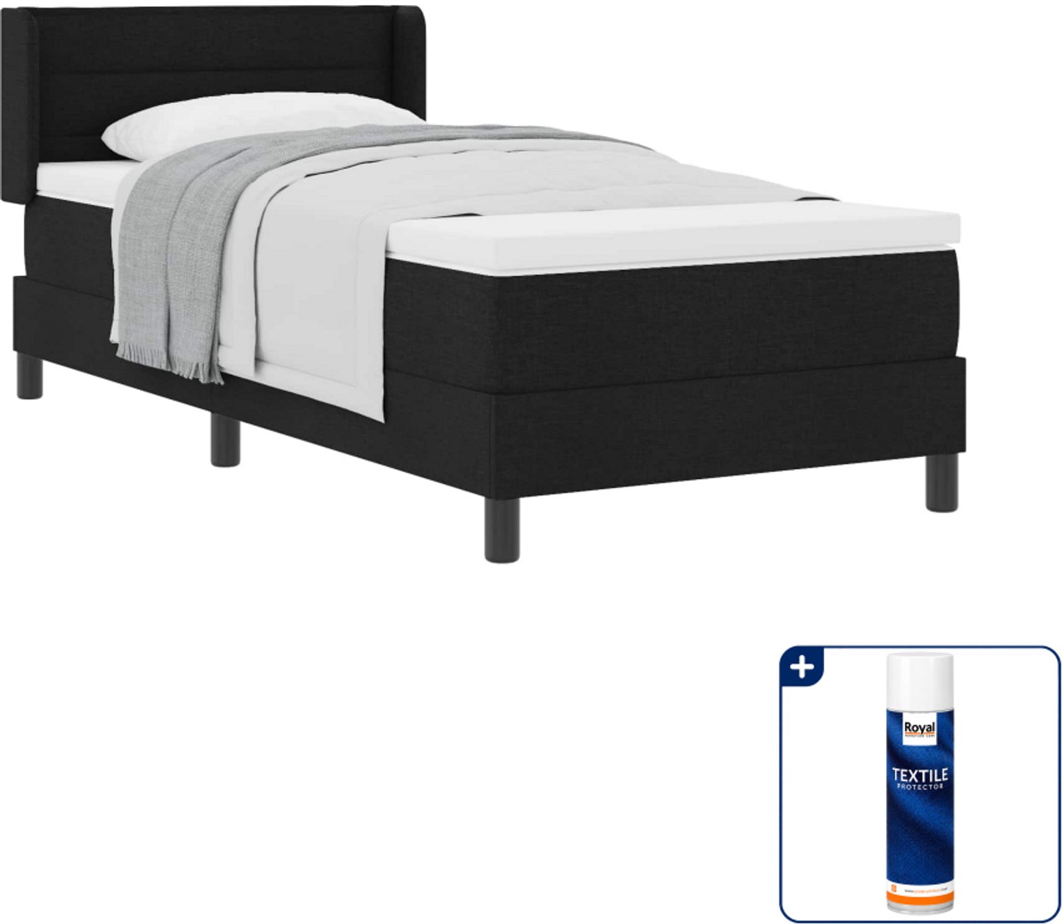 vidaXL boxspringbed - 190 x 90 cm - zwart - Inclusief textielbeschermer 500 ml