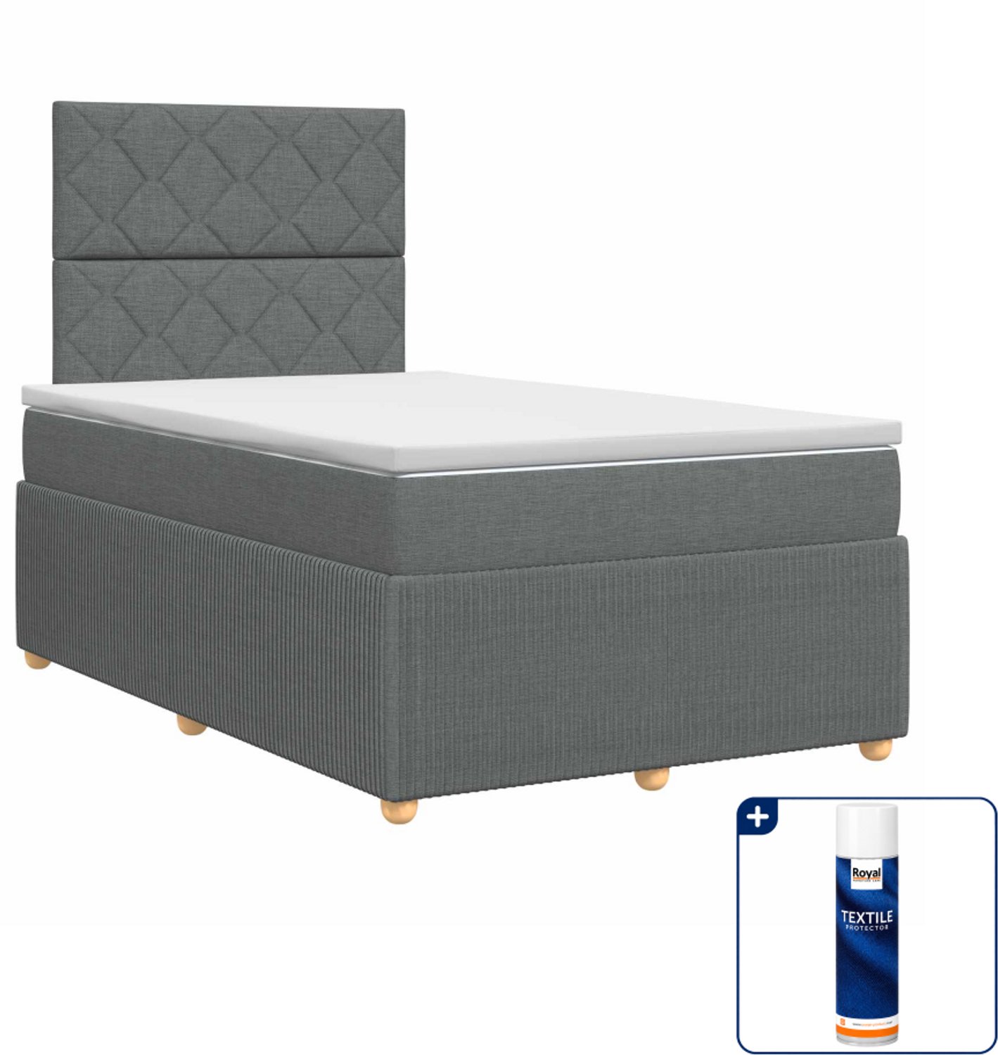 vidaXL boxspringbed met matras - 120 x 190 cm - donkergrijs - Inclusief textielbeschermer 500 ml Donker Grijn