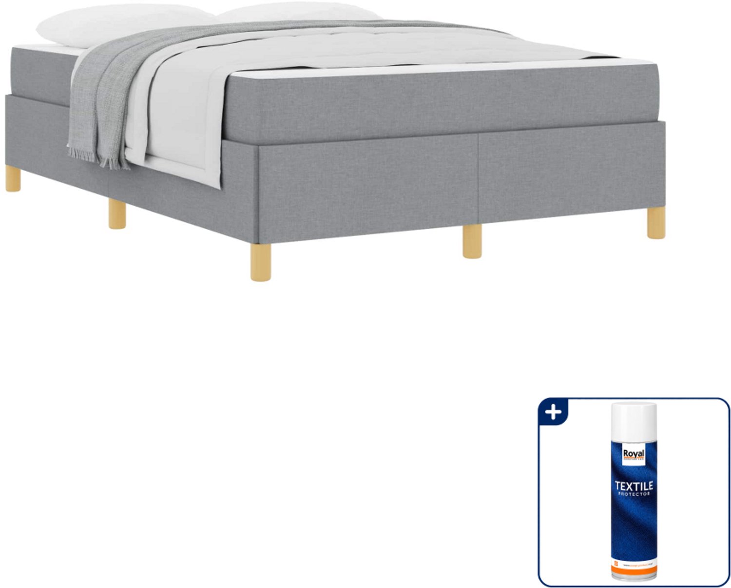 vidaXL Bedframe - Small double - 140 x 200 cm - lichtgrijs - Inclusief textielbeschermer 500 ml