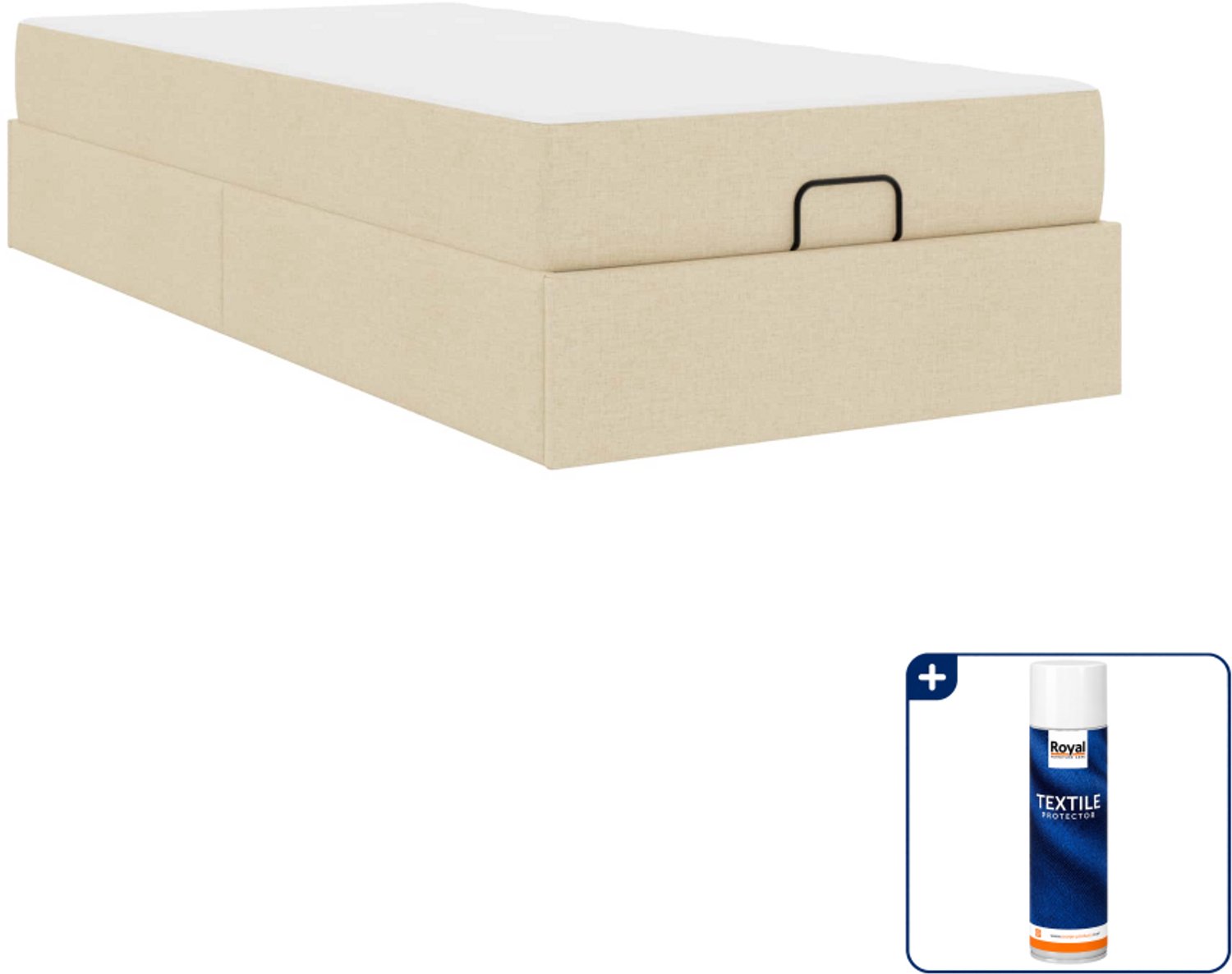 vidaXL bed met matras 80 x 200 cm - stof - crème - Inclusief textielbeschermer 500 ml Bruin