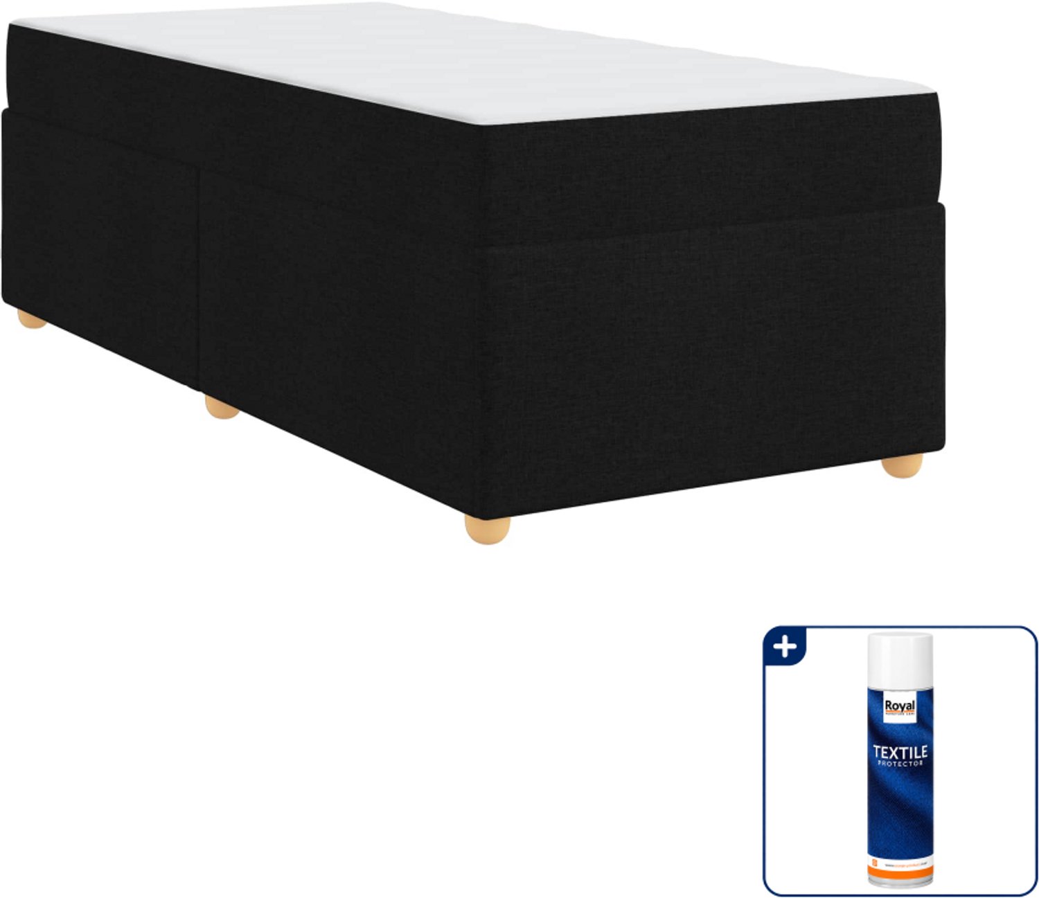 vidaXL bed met matras - 100 x 200 cm - stof - zwart - Inclusief textielbeschermer 500 ml Bruin