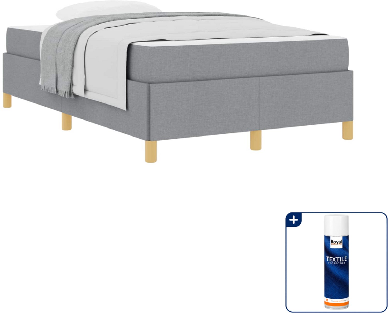 vidaXL Bedframe - 120 x 190 cm - stof - lichtgrijs - Inclusief textielbeschermer 500 ml Taupe